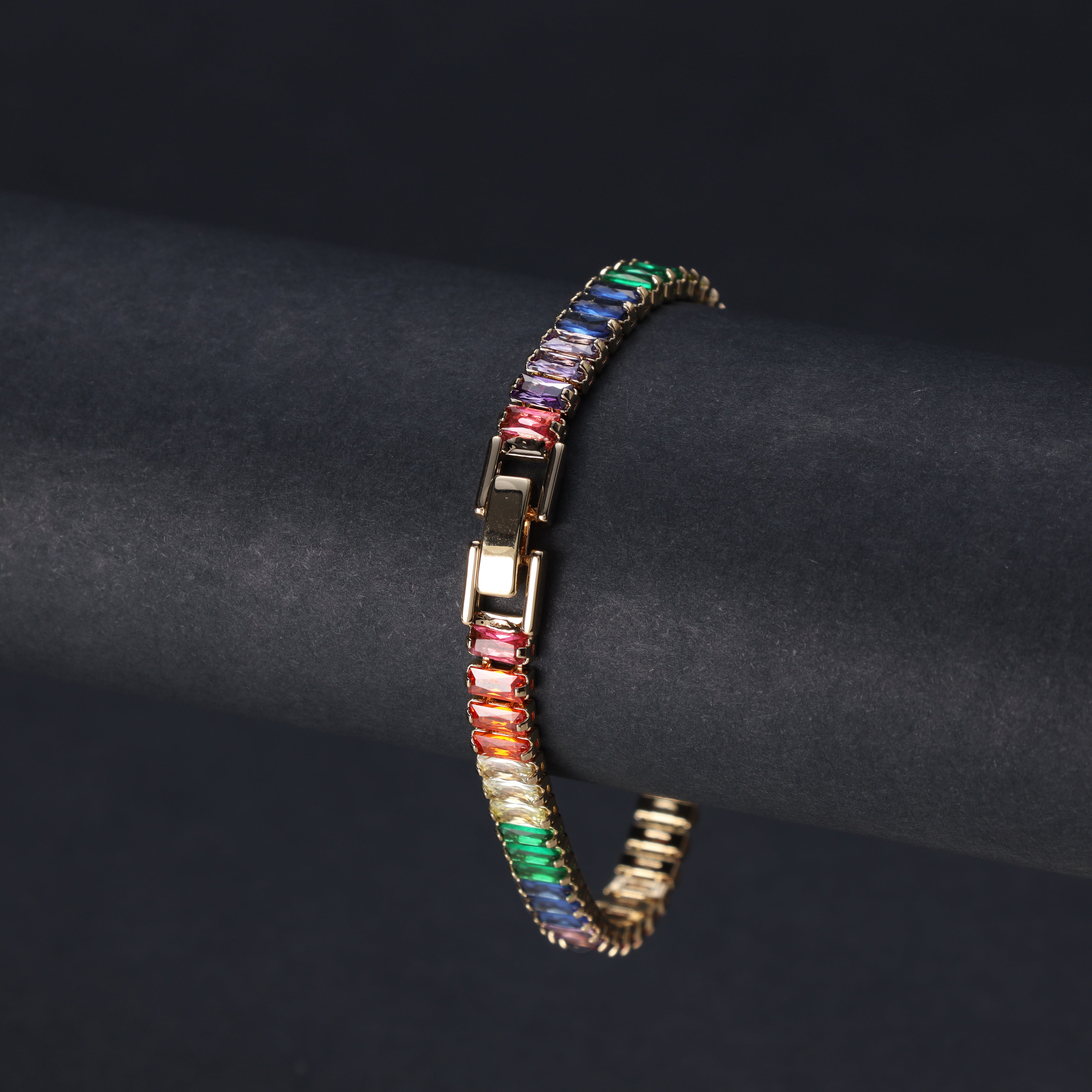 Damen Tennis Chain multicolor Armband 6mm aus Edelstahl 18K Vergoldet - Taipan Schmuck
