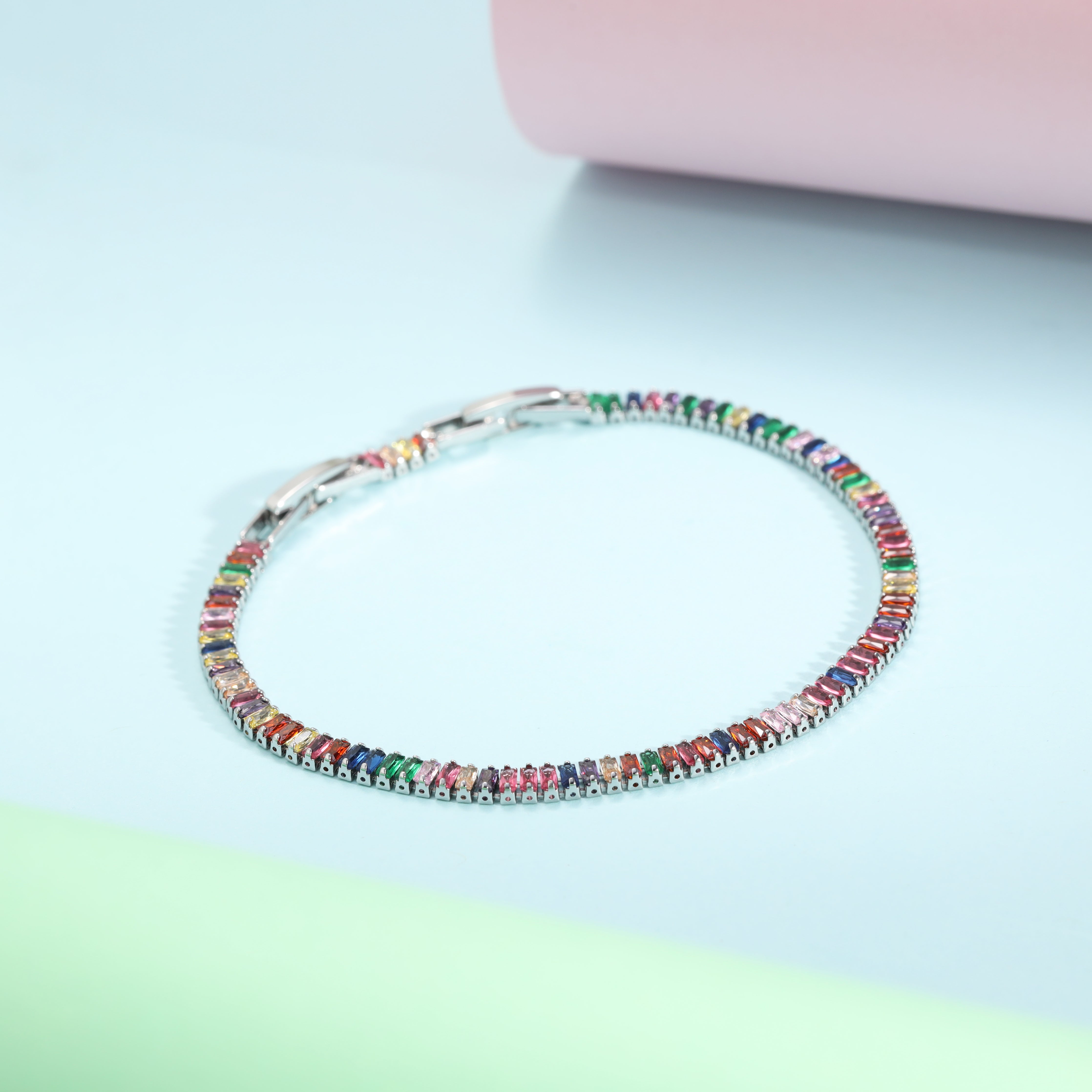 Damen Tennis Chain Iced out stil multicolor Armband 3mm aus Edelstahl - Taipan Schmuck