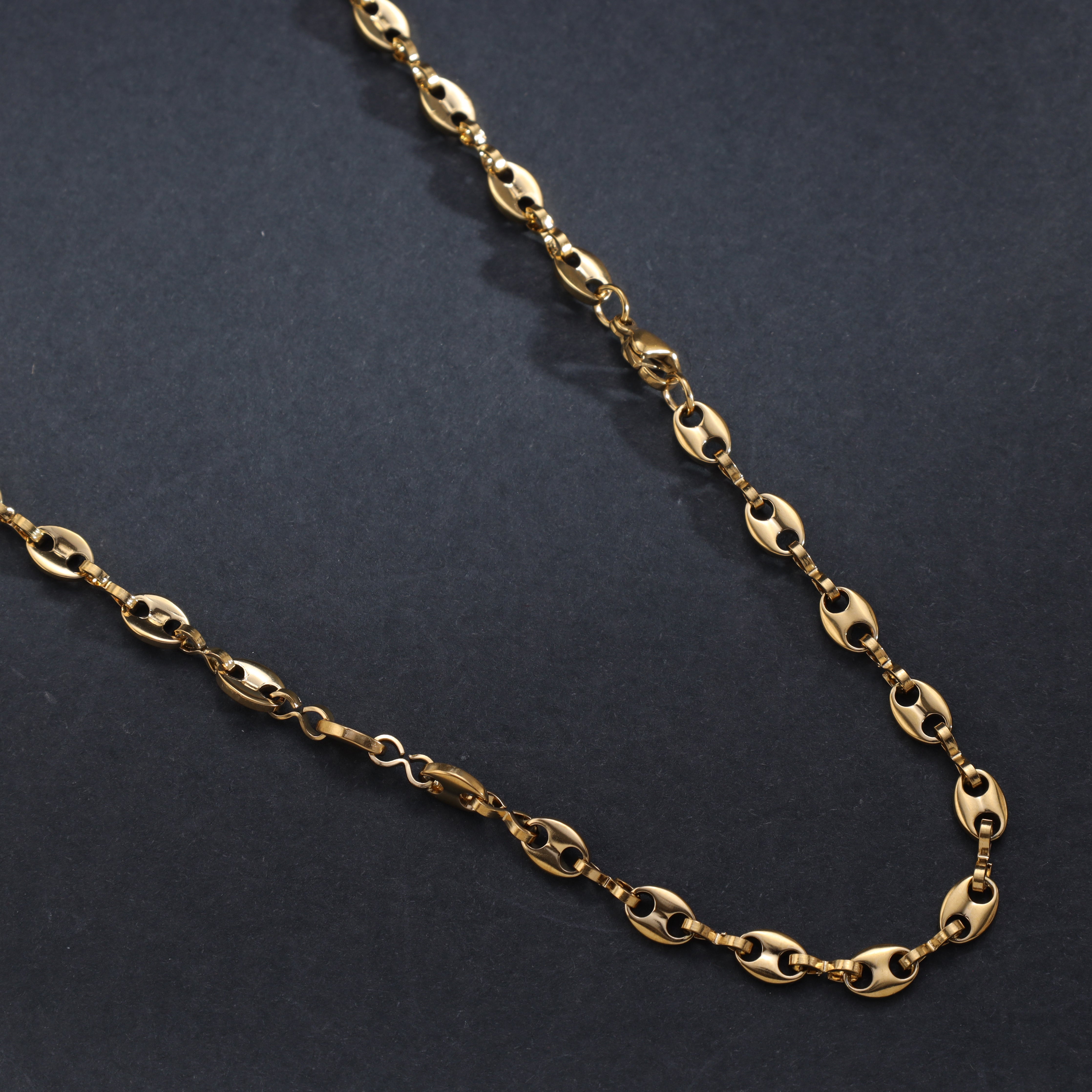 Bohnenkette 5mm aus Edelstahl 18K Vergoldet - Taipan Schmuck