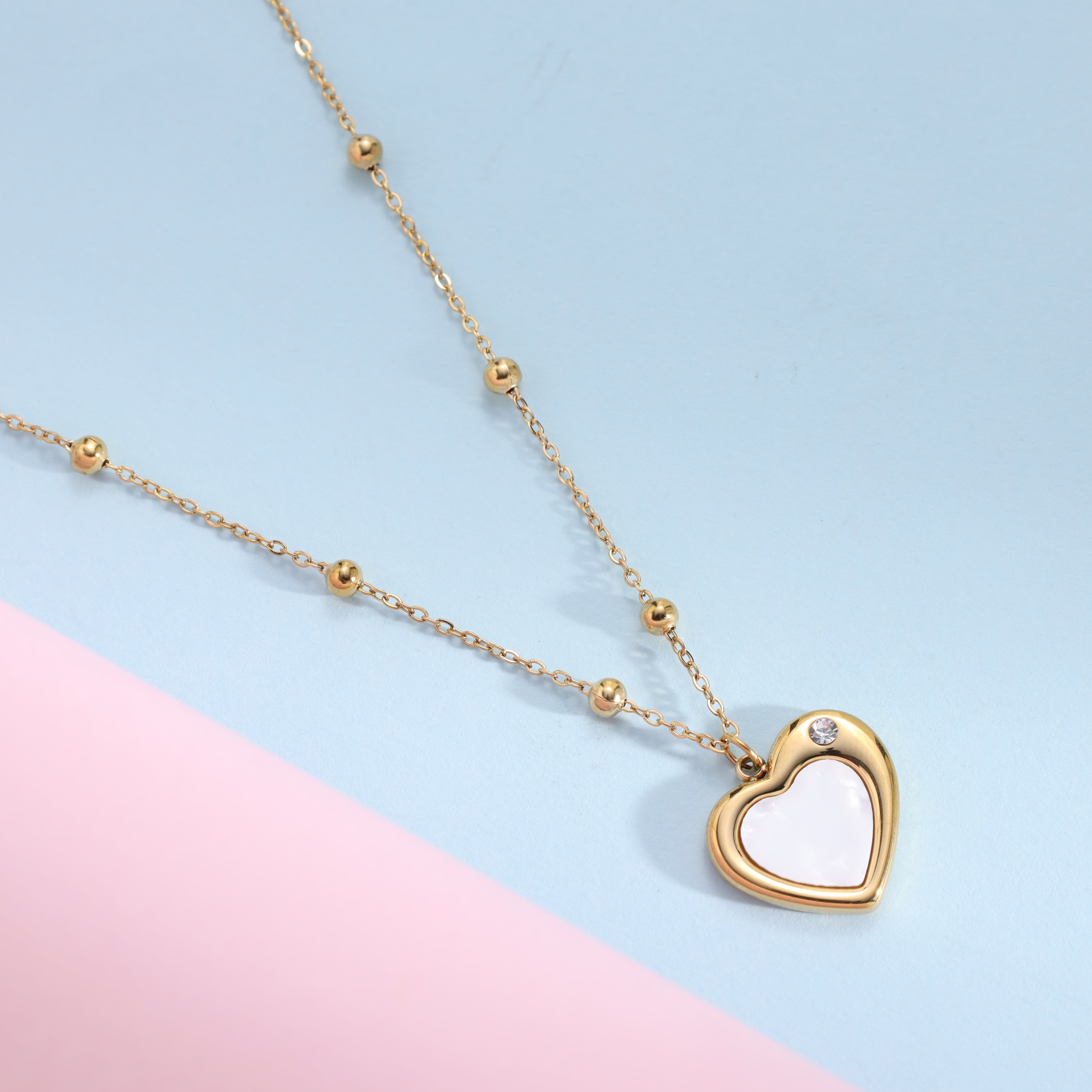 Damen Ankerkette mit hertz 1mm aus Edelstahl 18K Vergoldet - Taipan Schmuck