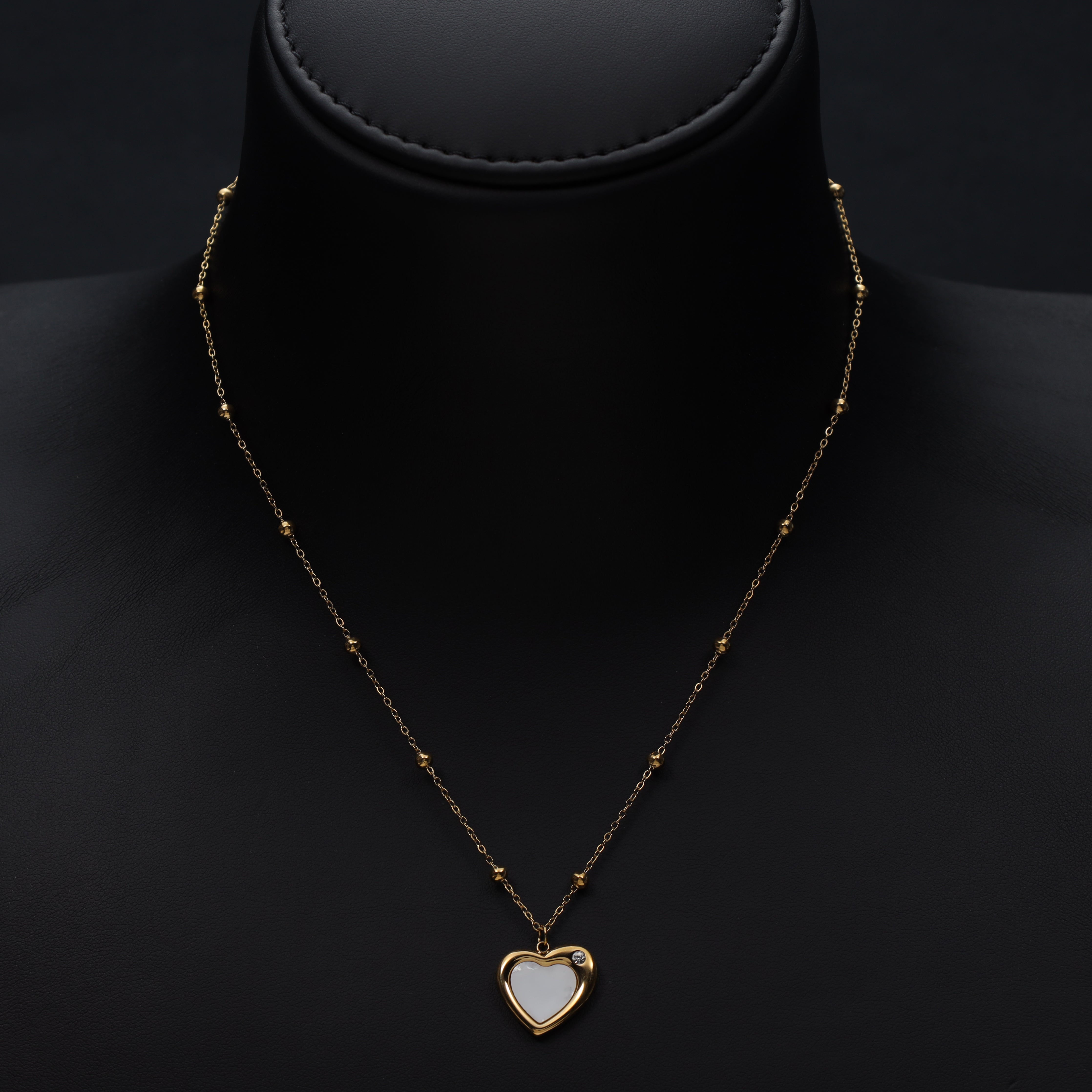 Damen Ankerkette mit hertz 1mm aus Edelstahl 18K Vergoldet - Taipan Schmuck
