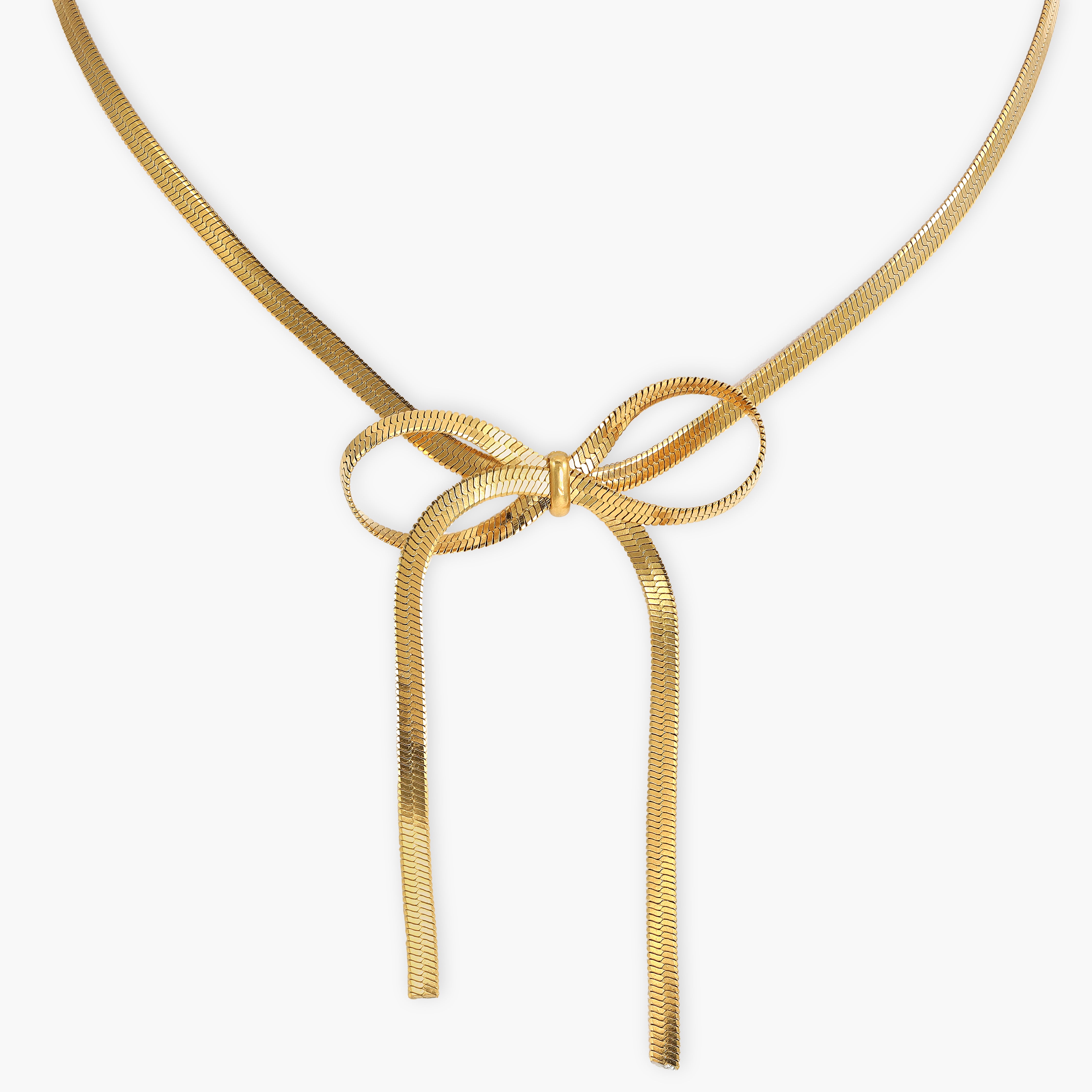 Damen Herringbone kette mit ribbon 3mm aus Edelstahl 18K Vergoldet - Taipan Schmuck