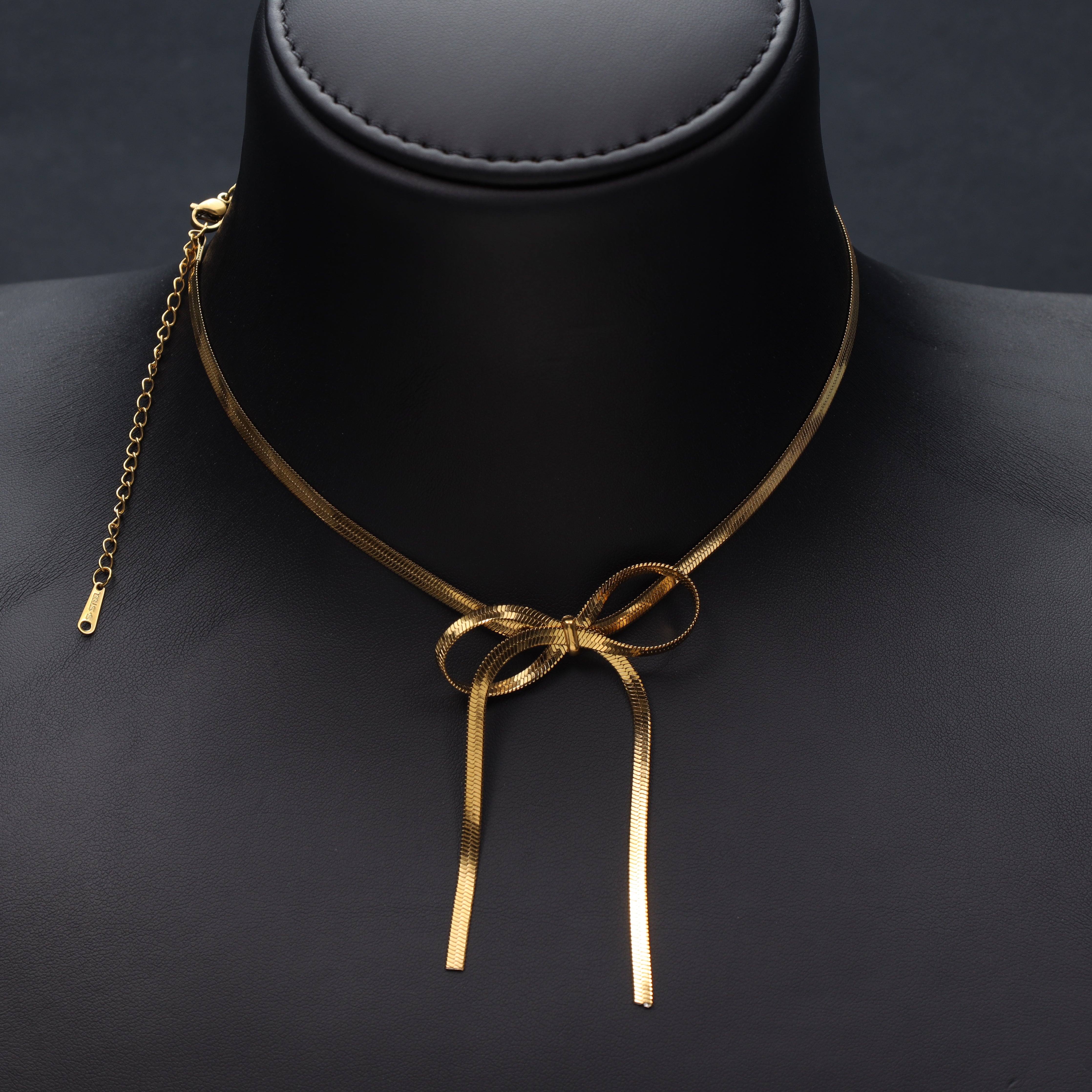Damen Herringbone kette mit ribbon 3mm aus Edelstahl 18K Vergoldet - Taipan Schmuck