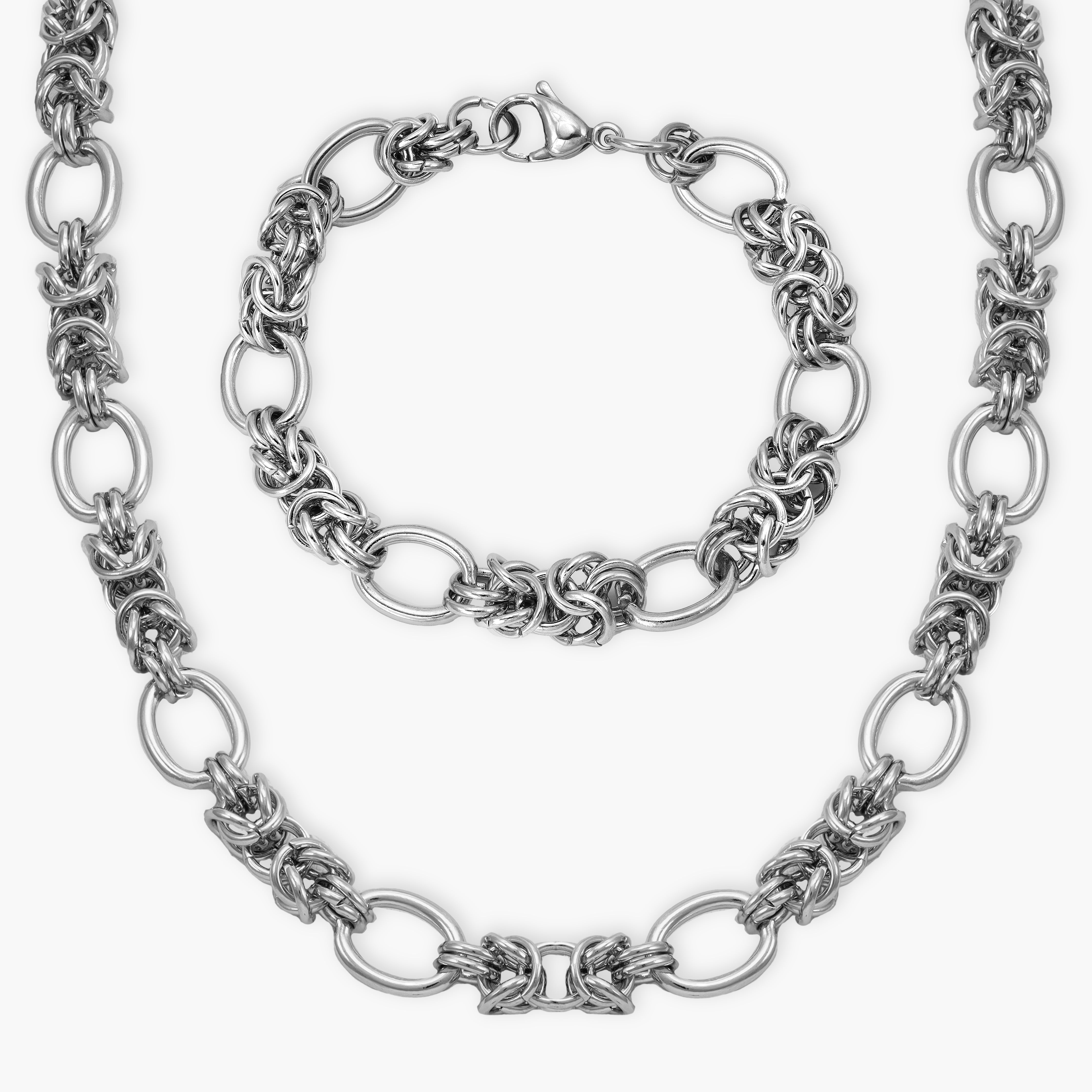 SET Königskette + armbander 10mm aus Edelstahl - Taipan Schmuck