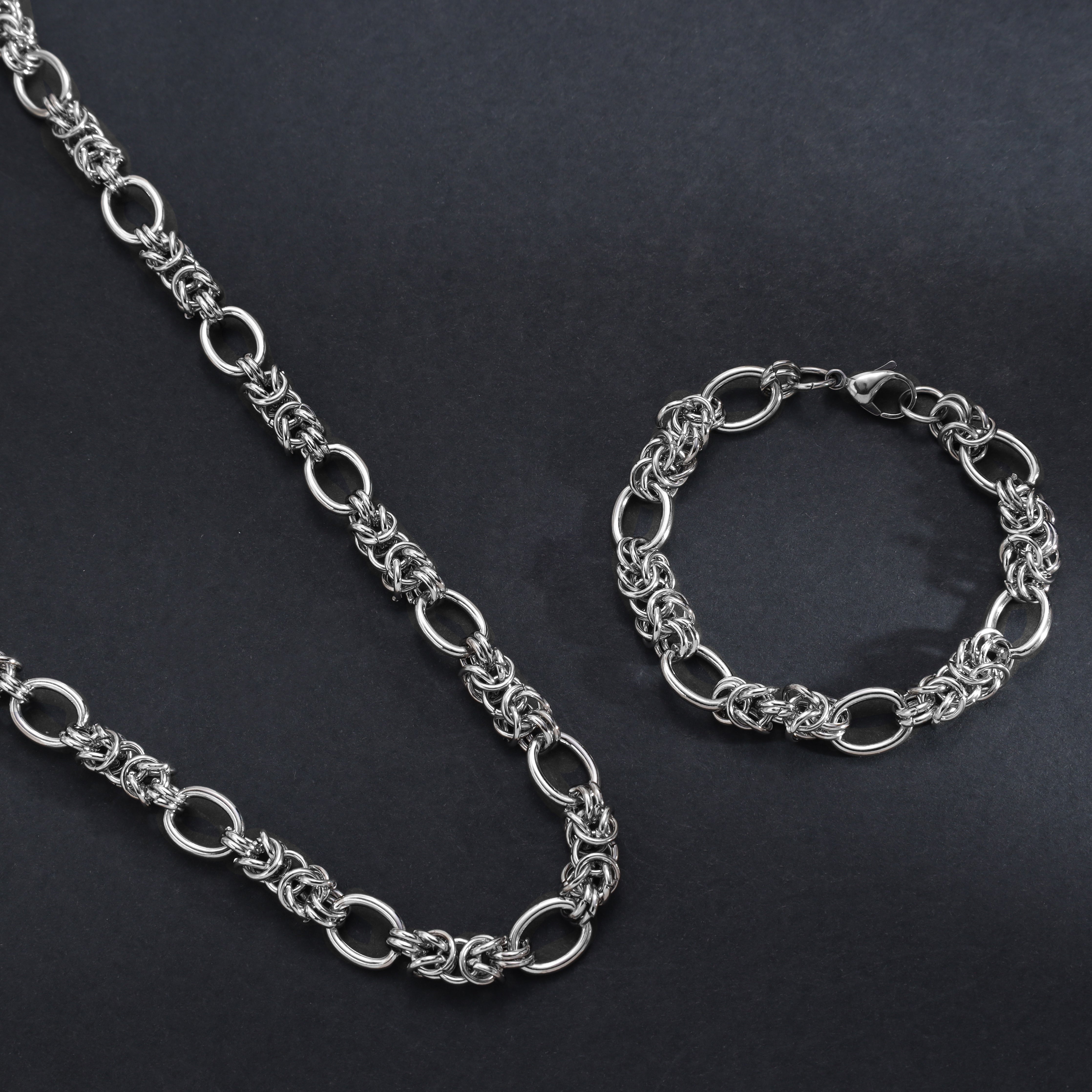 SET Königskette + armbander 10mm aus Edelstahl - Taipan Schmuck