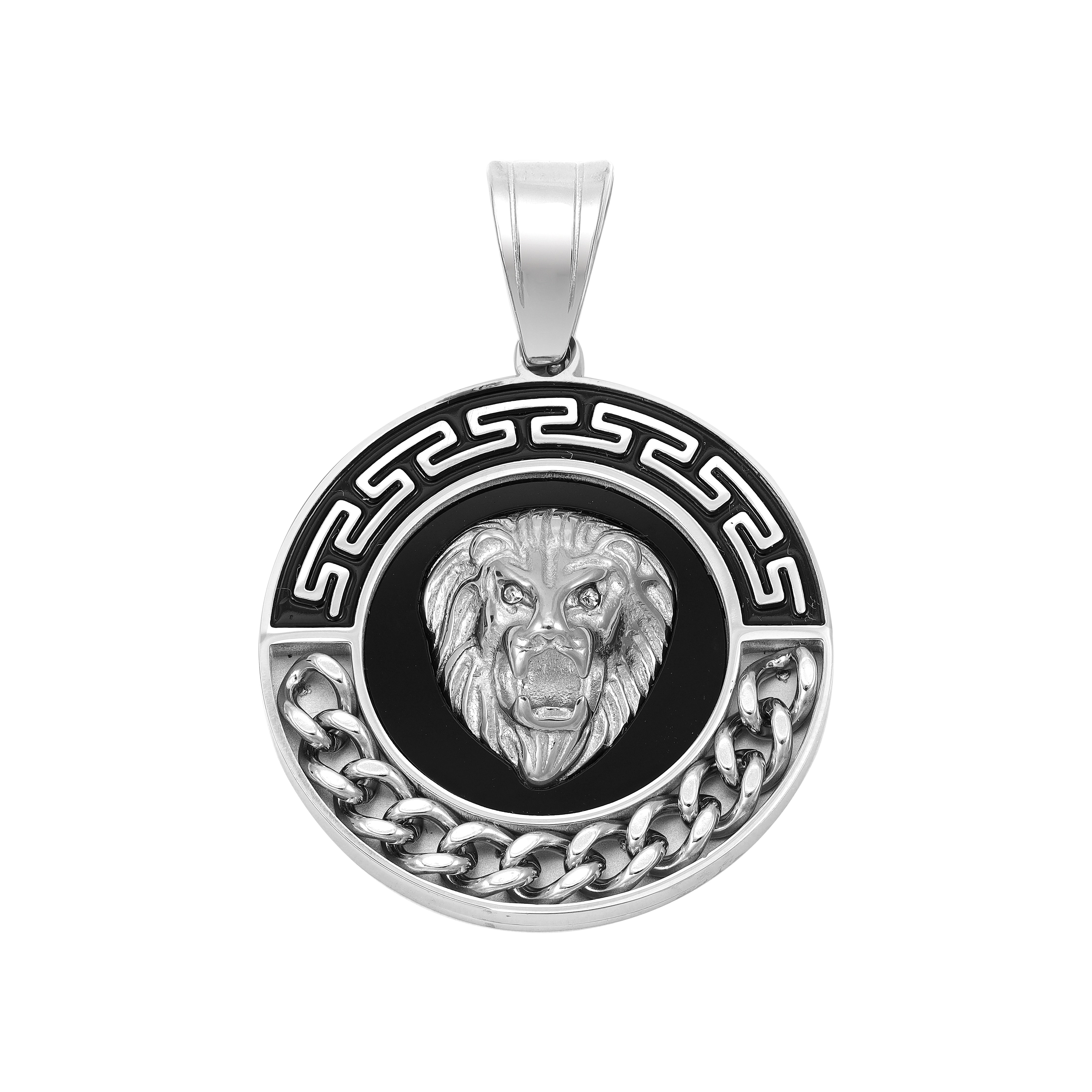 Löwe Anhänger mit Greek Design aus Edelstahl