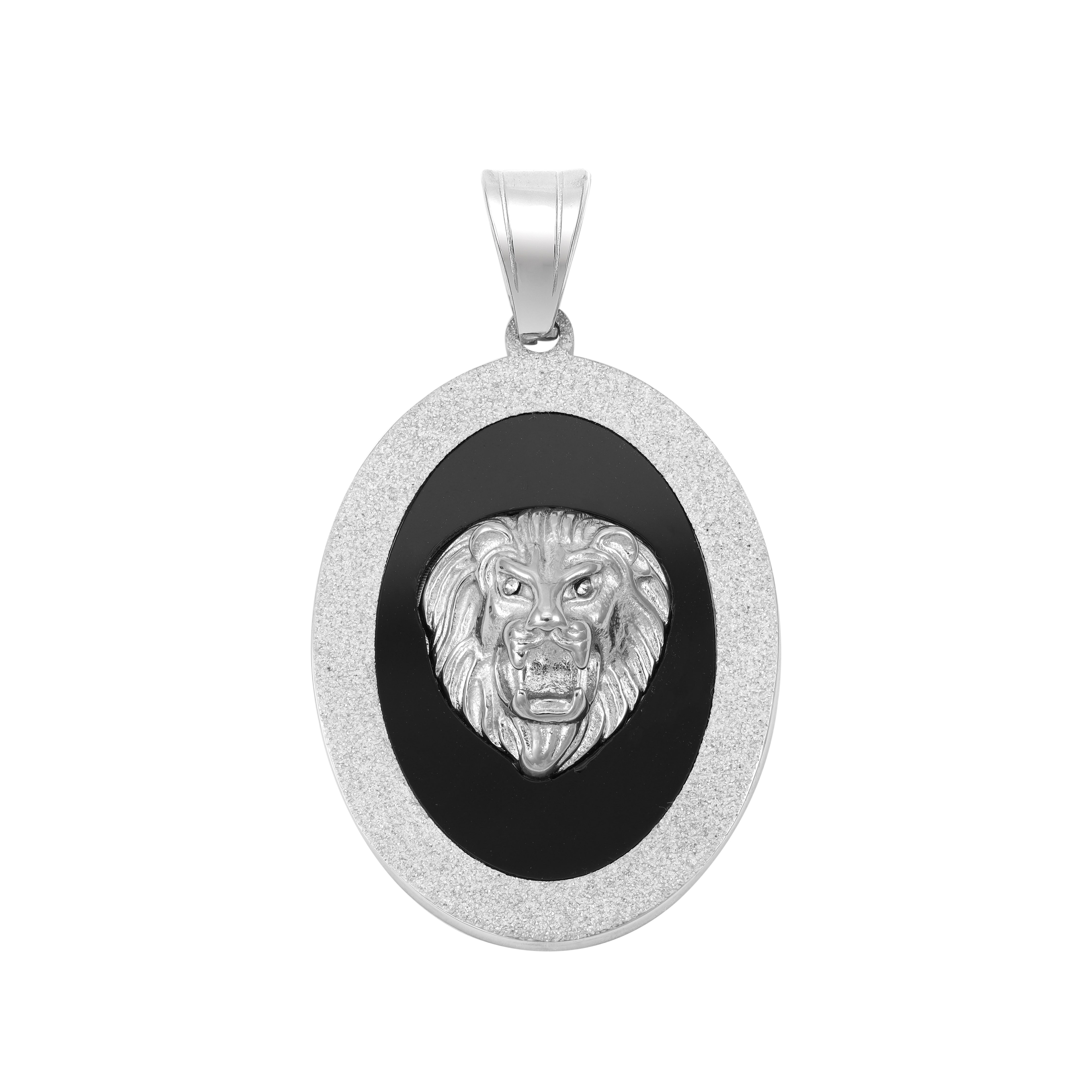 Löwe Anhänger oval aus Edelstahl - Taipan Schmuck