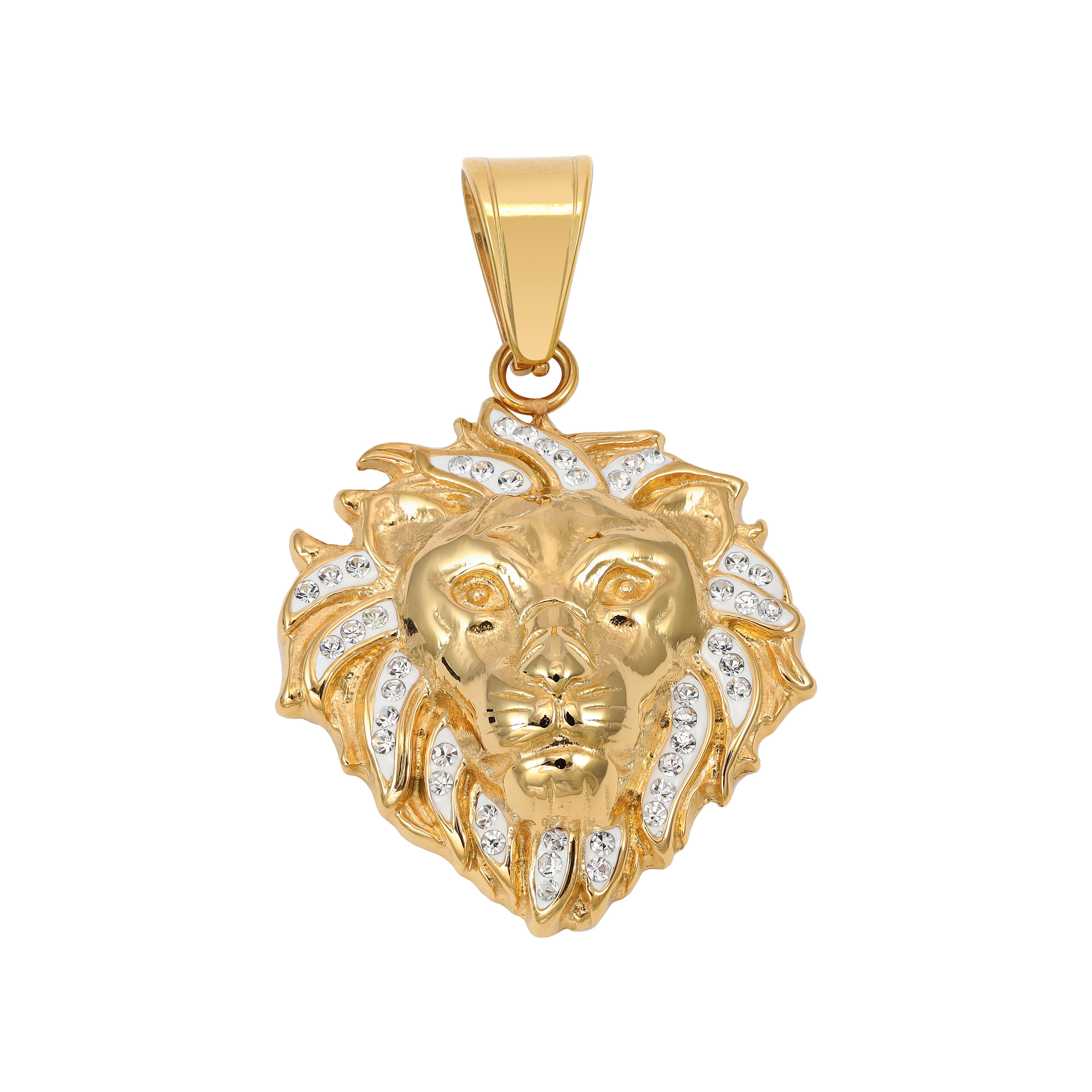 Iced out stil Löwe Anhänger aus Edelstahl 18K Vergoldet - Taipan Schmuck