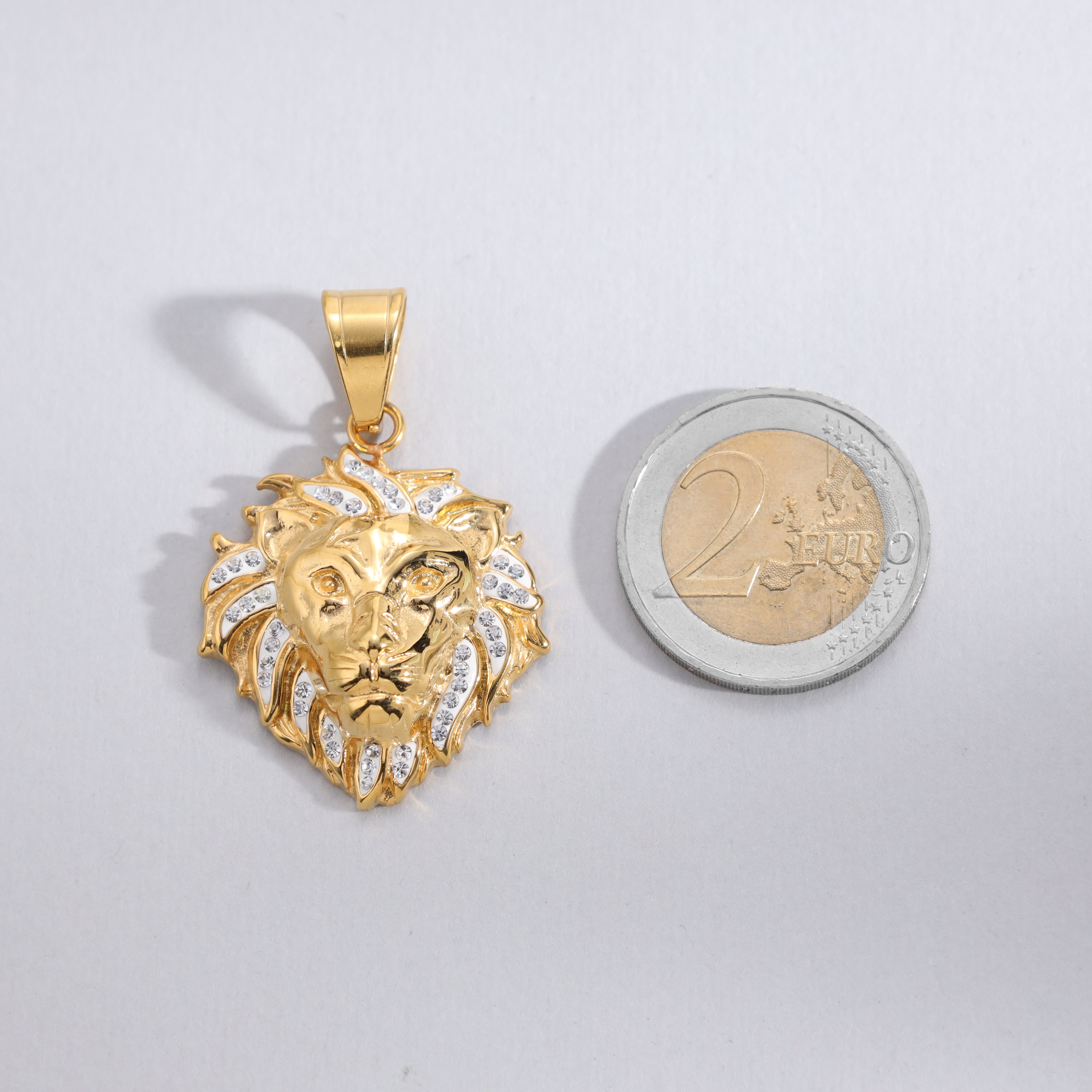 Iced out stil Löwe Anhänger aus Edelstahl 18K Vergoldet - Taipan Schmuck