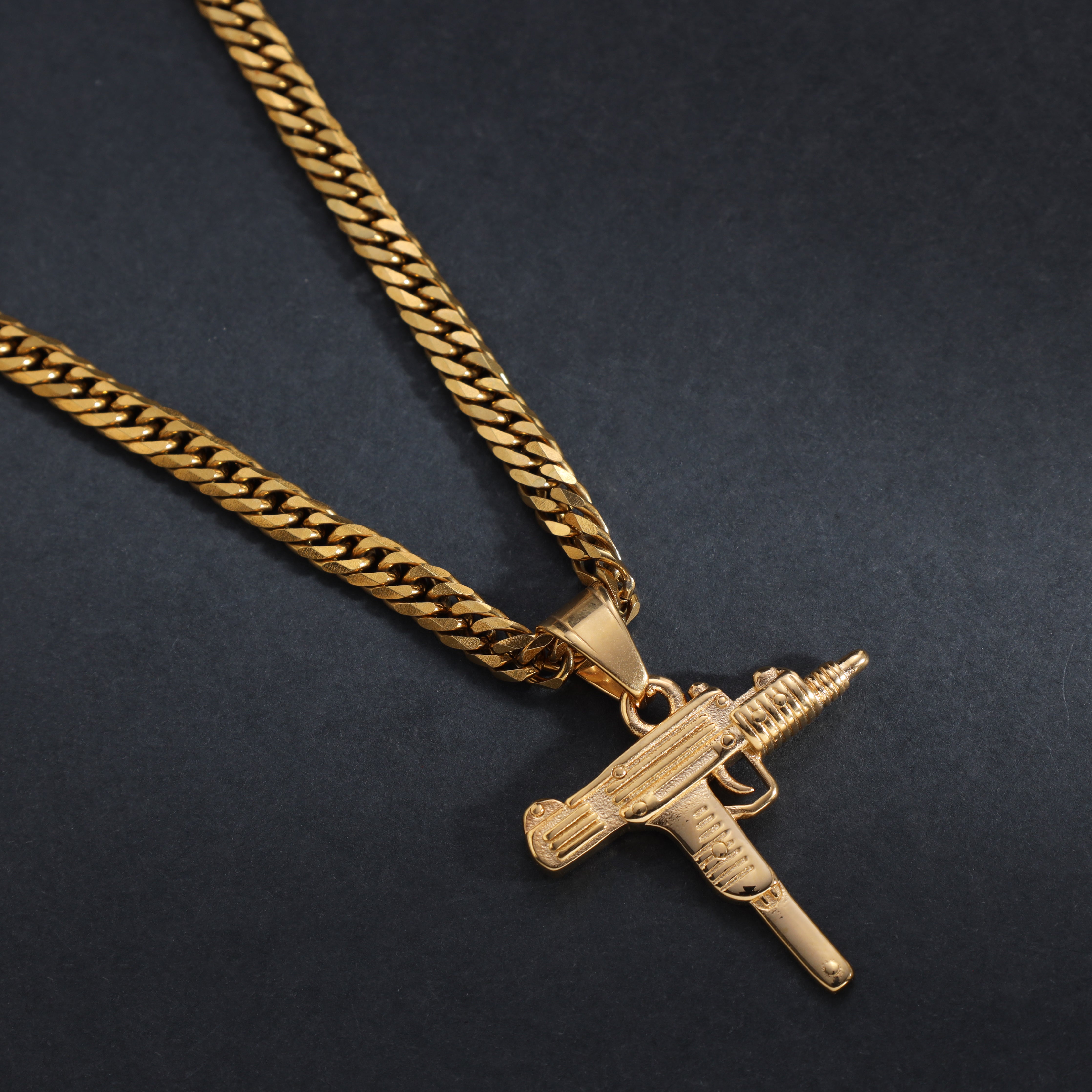 UZI Anhänger aus Edelstahl 18K Vergoldet - Taipan Schmuck