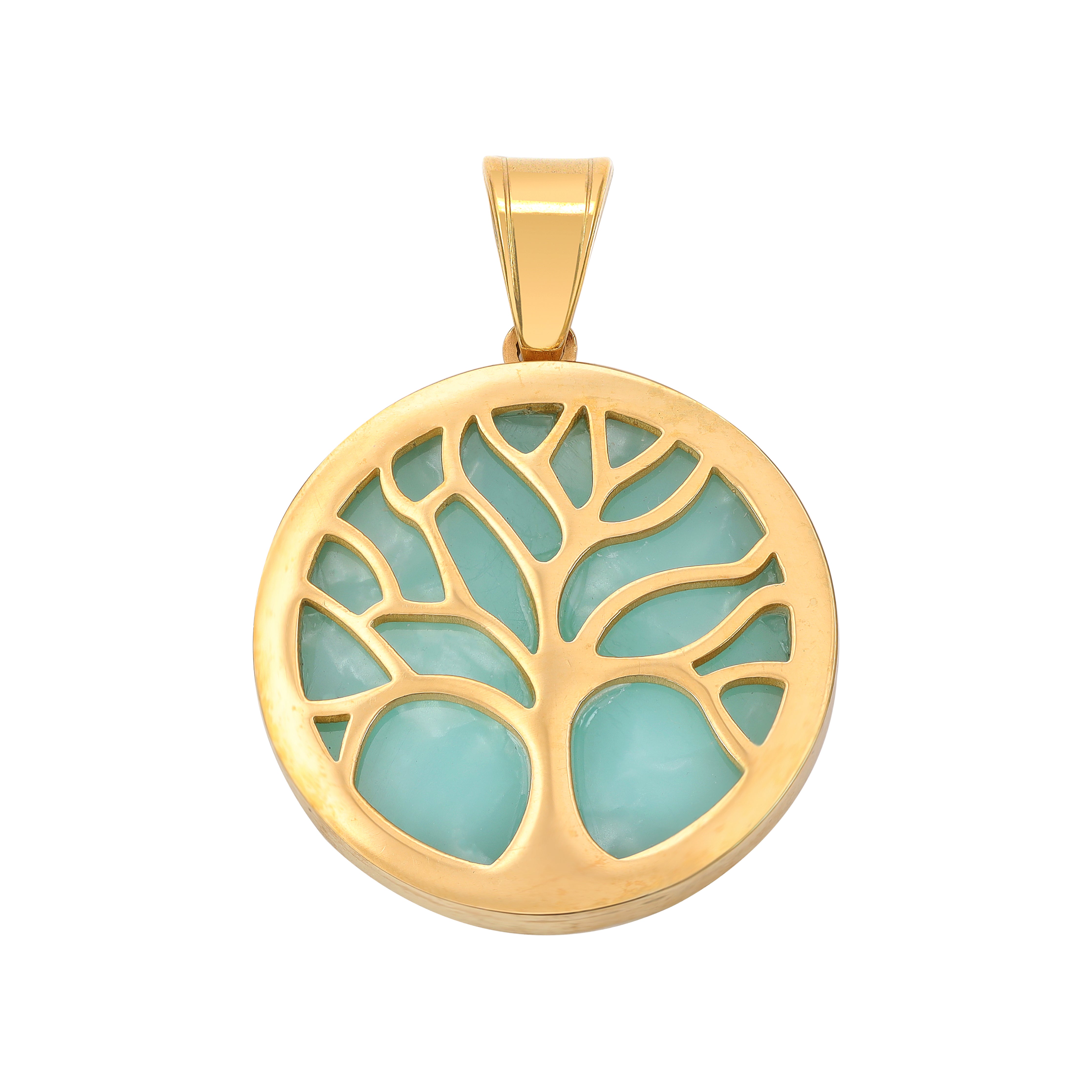 Baum des Lebens Anhänger aus Edelstahl 18K Vergoldet - Taipan Schmuck