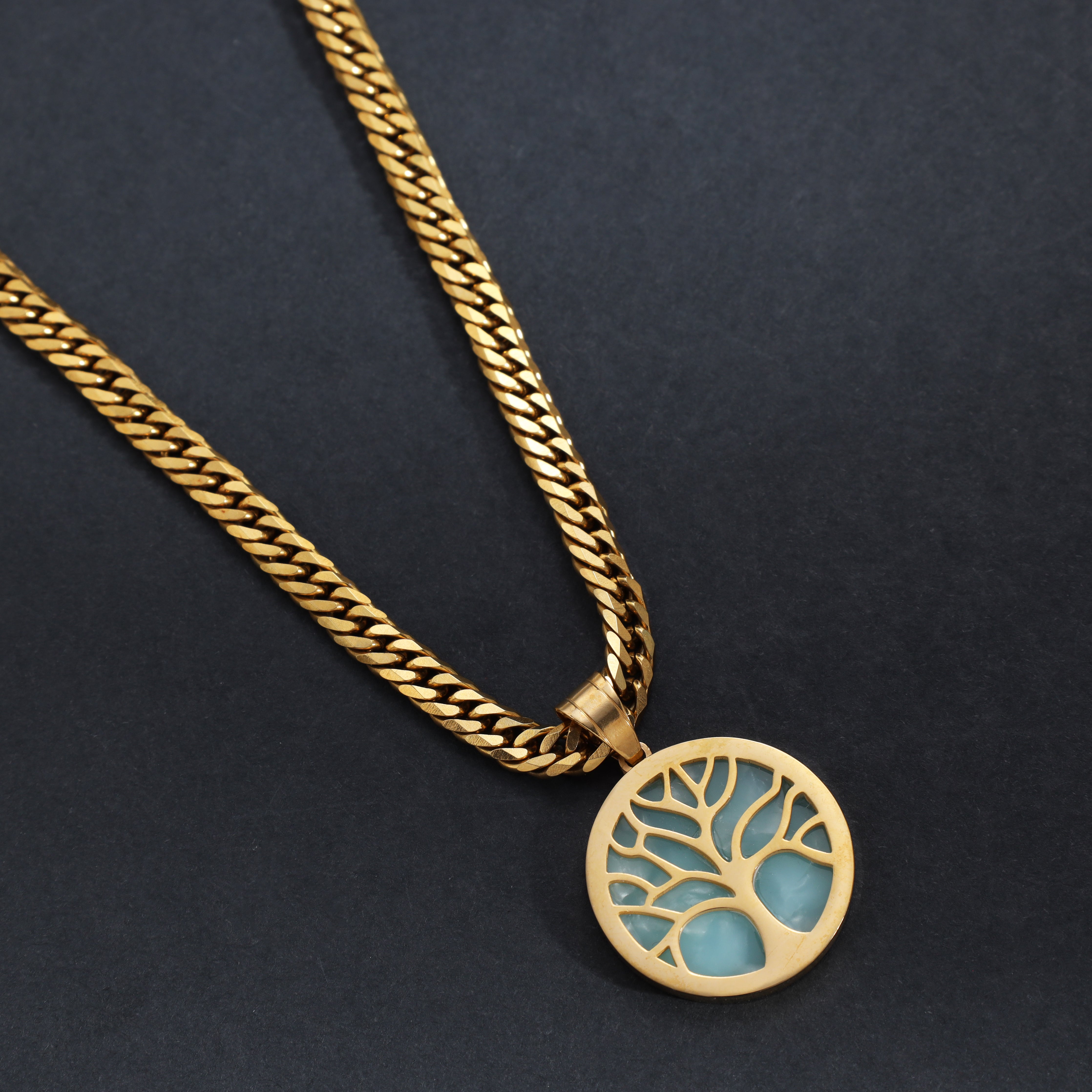 Baum des Lebens Anhänger aus Edelstahl 18K Vergoldet - Taipan Schmuck