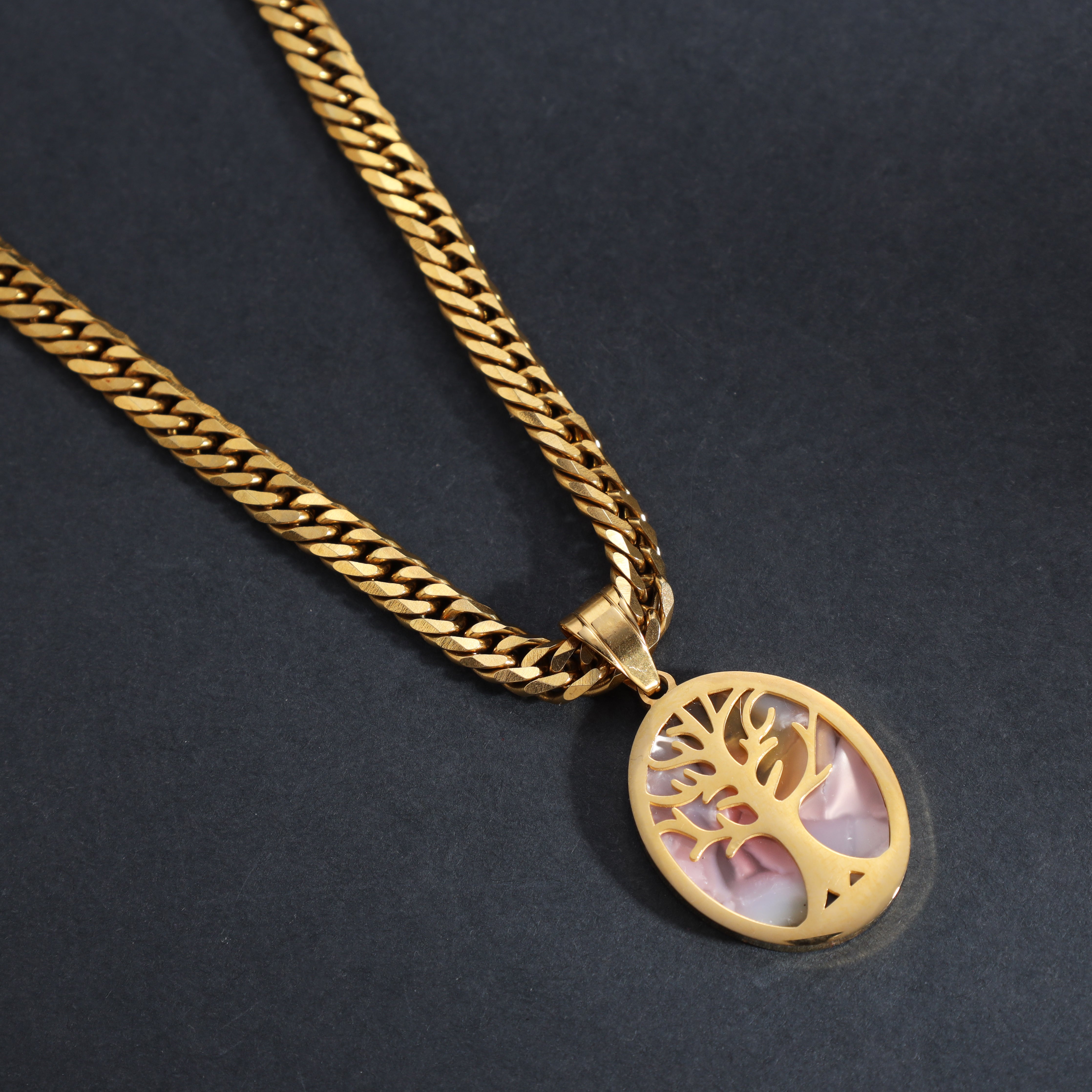 Baum des Lebens Anhänger aus Edelstahl 18K Vergoldet - Taipan Schmuck