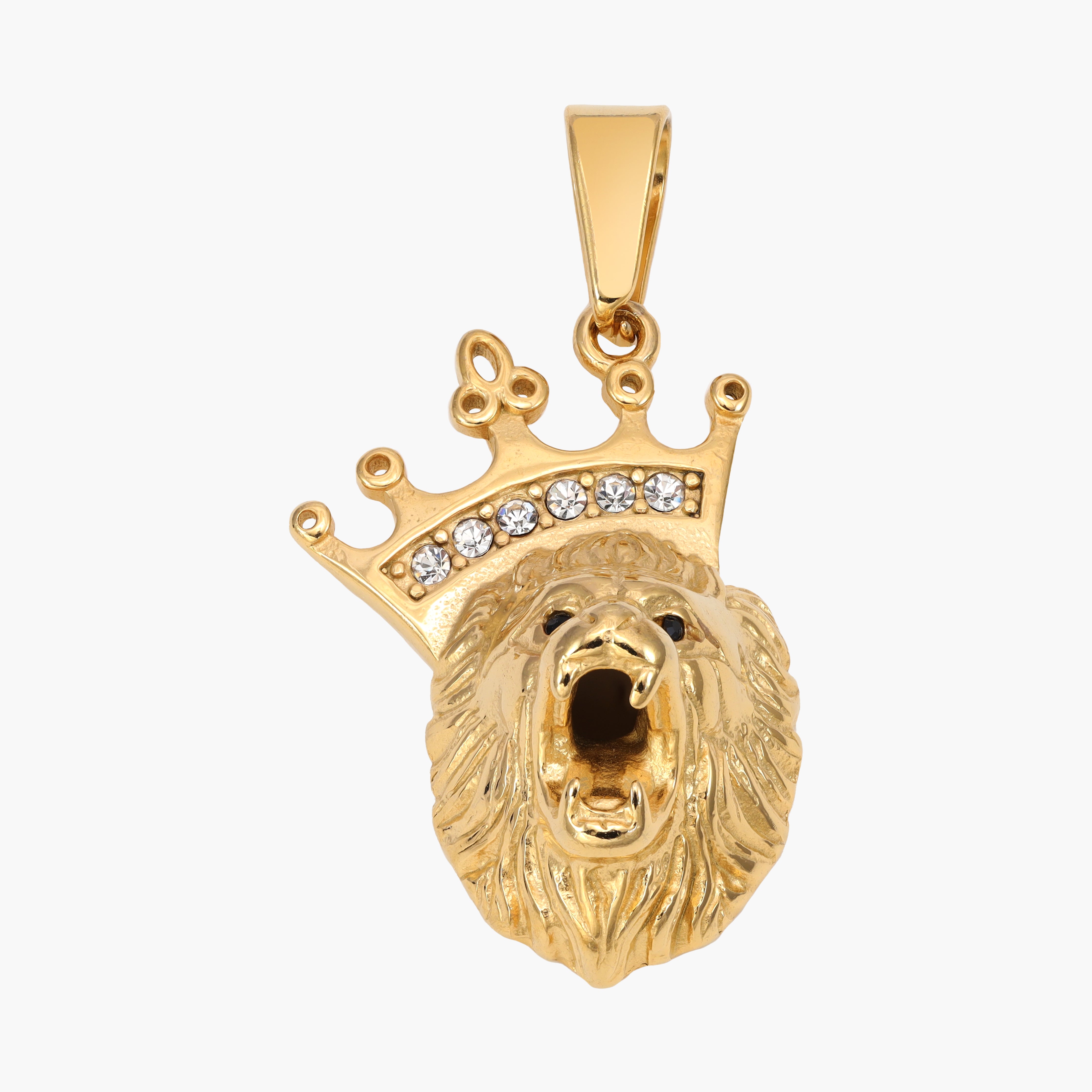 Löwe mit Krone Anhänger aus Edelstahl 18K Vergoldet