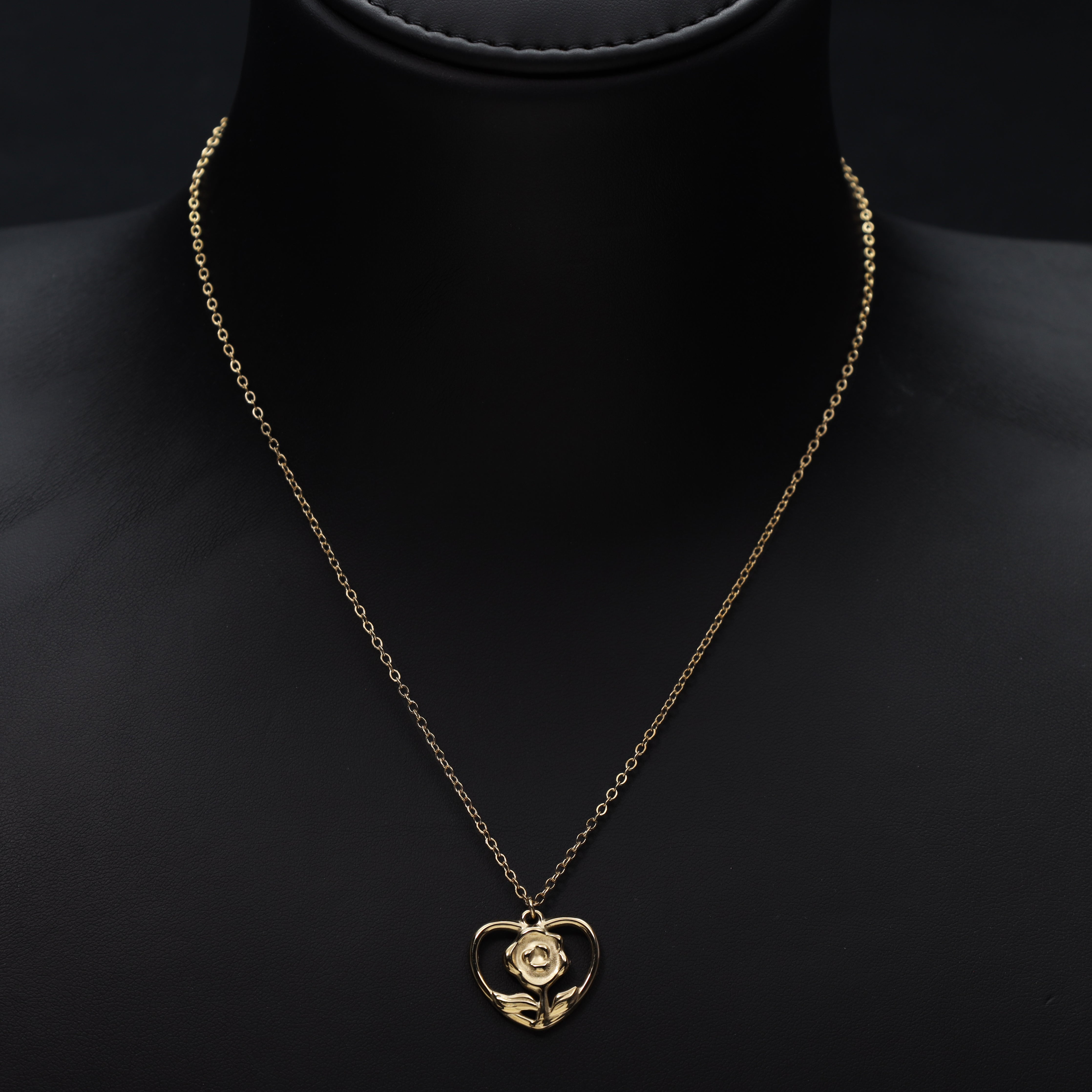 Damen Ankerkette mit hertz 1mm aus Edelstahl 18K Vergoldet - Taipan Schmuck