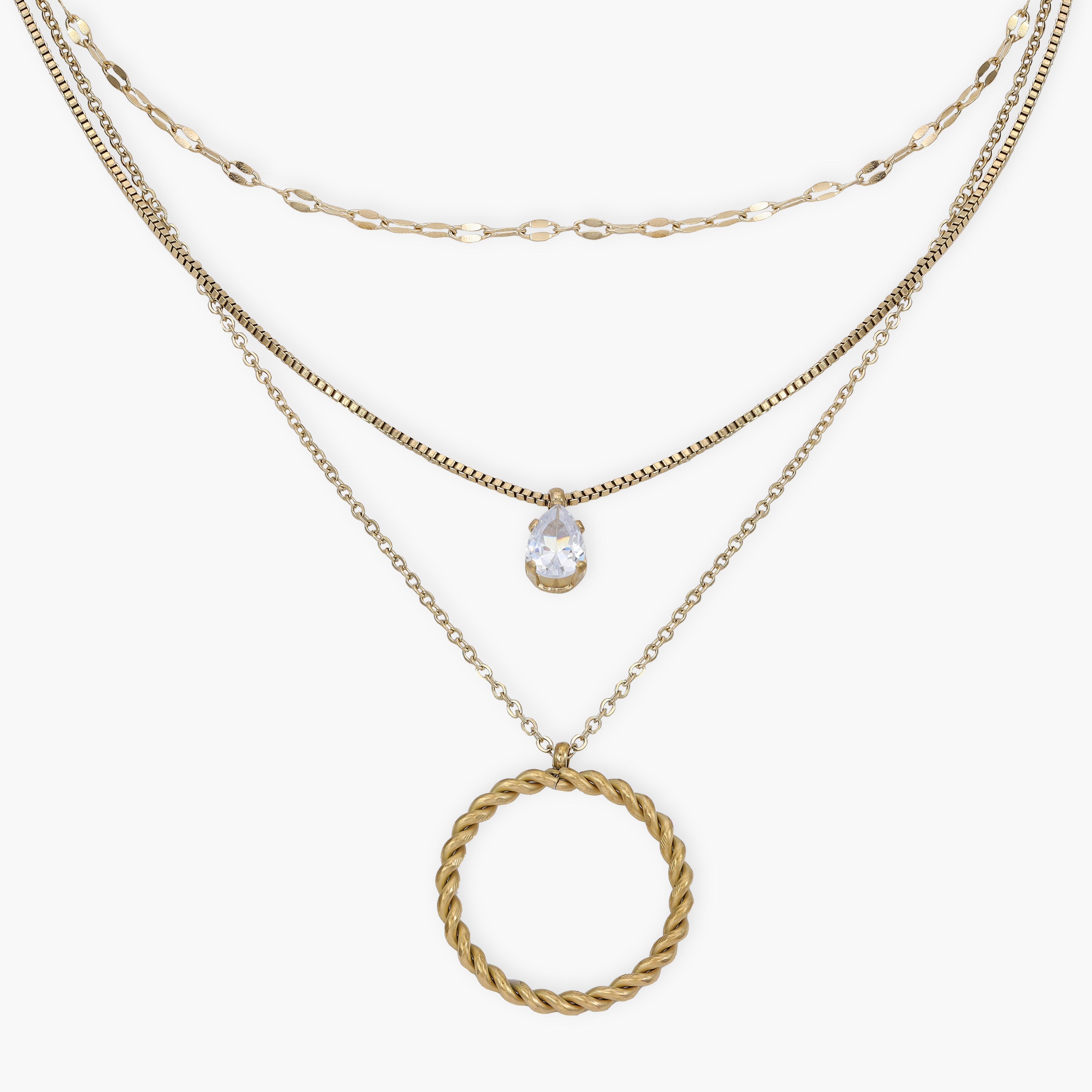 Layering Damen Ankerkette + Box chain aus Edelstahl 18K Vergoldet - Taipan Schmuck