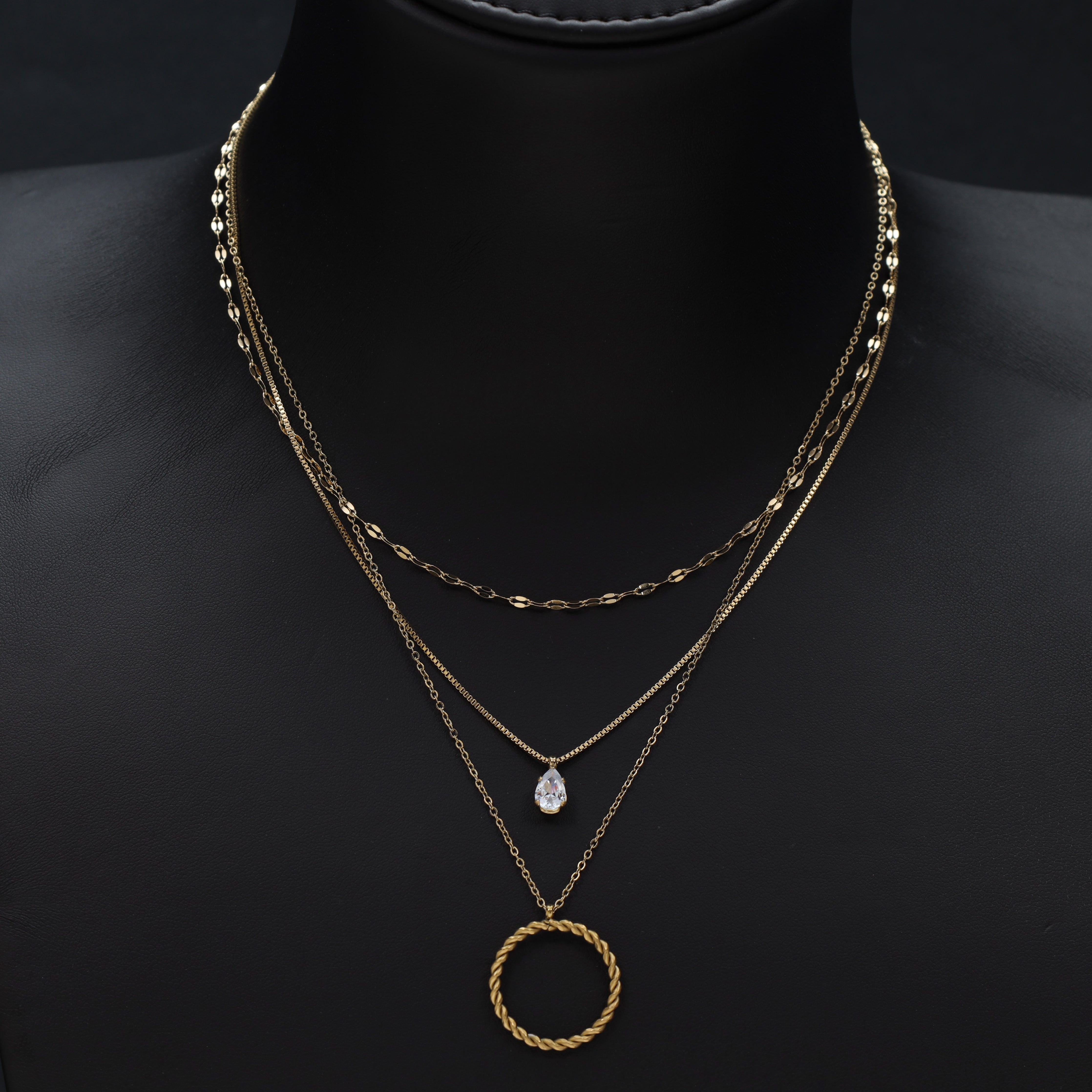 Layering Damen Ankerkette + Box chain aus Edelstahl 18K Vergoldet - Taipan Schmuck