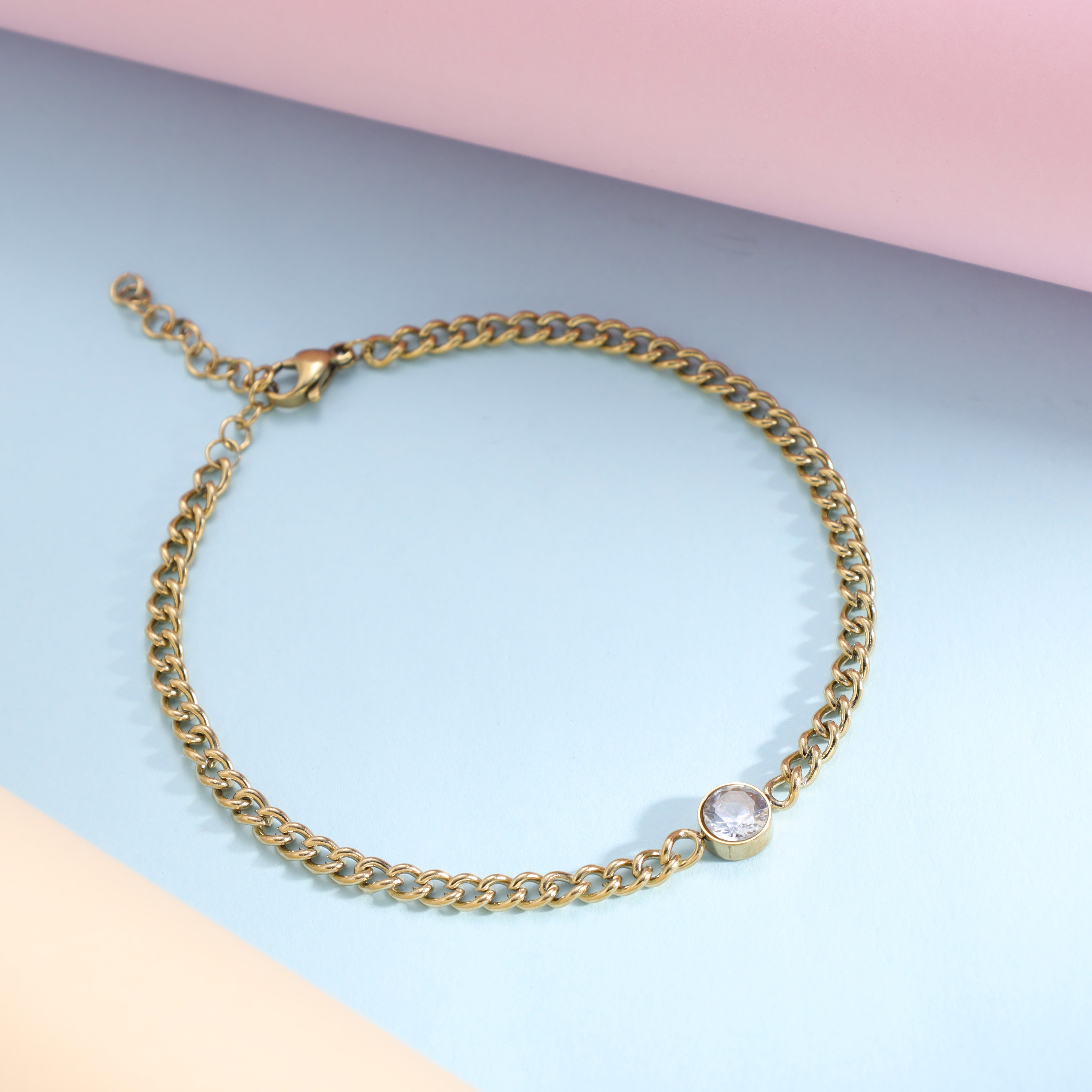 Damen Panzerkette Armband aus Edelstahl 18K Vergoldet - Taipan Schmuck