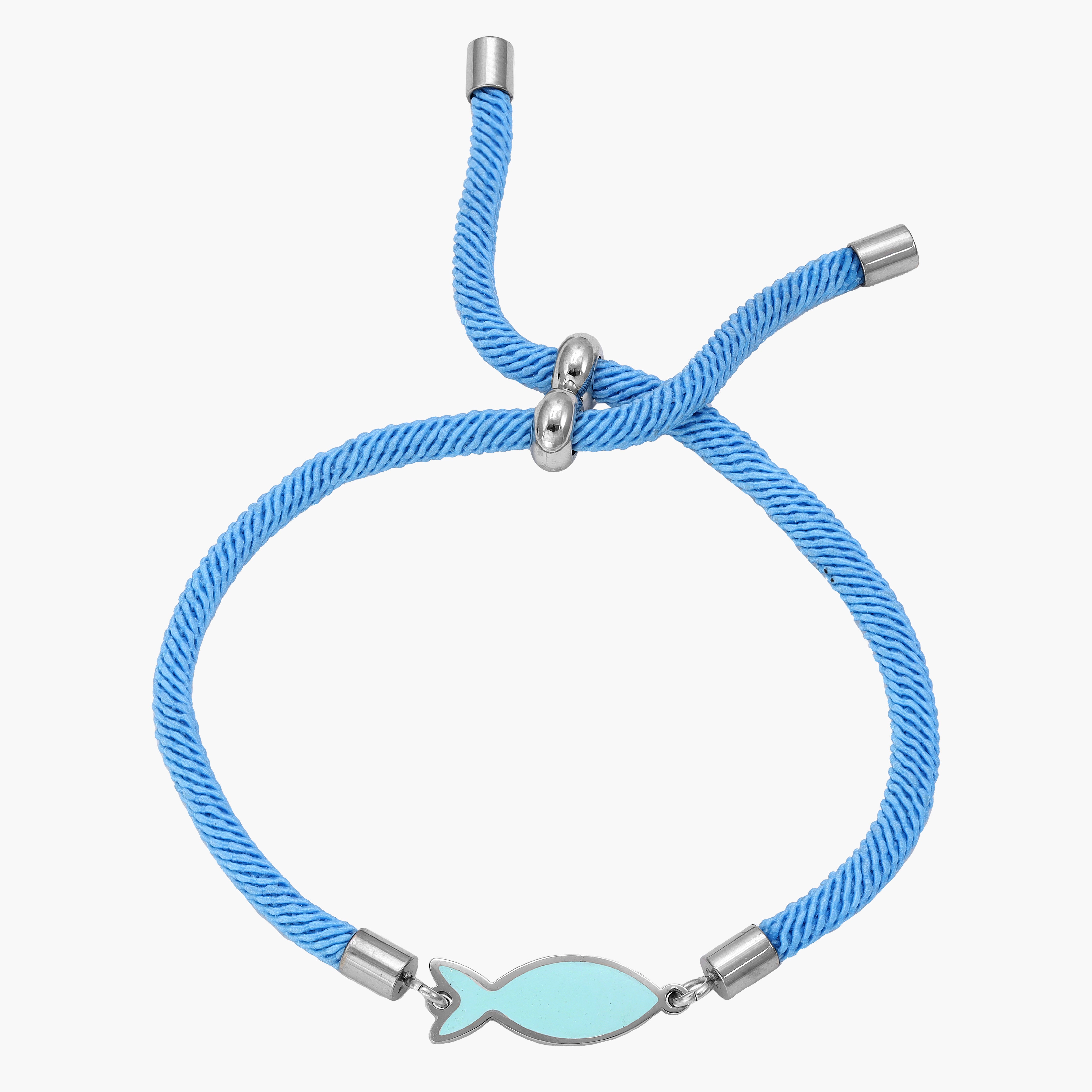 Armband Fisch Symbol blau aus Nylon / Edelstahl - Taipan Schmuck