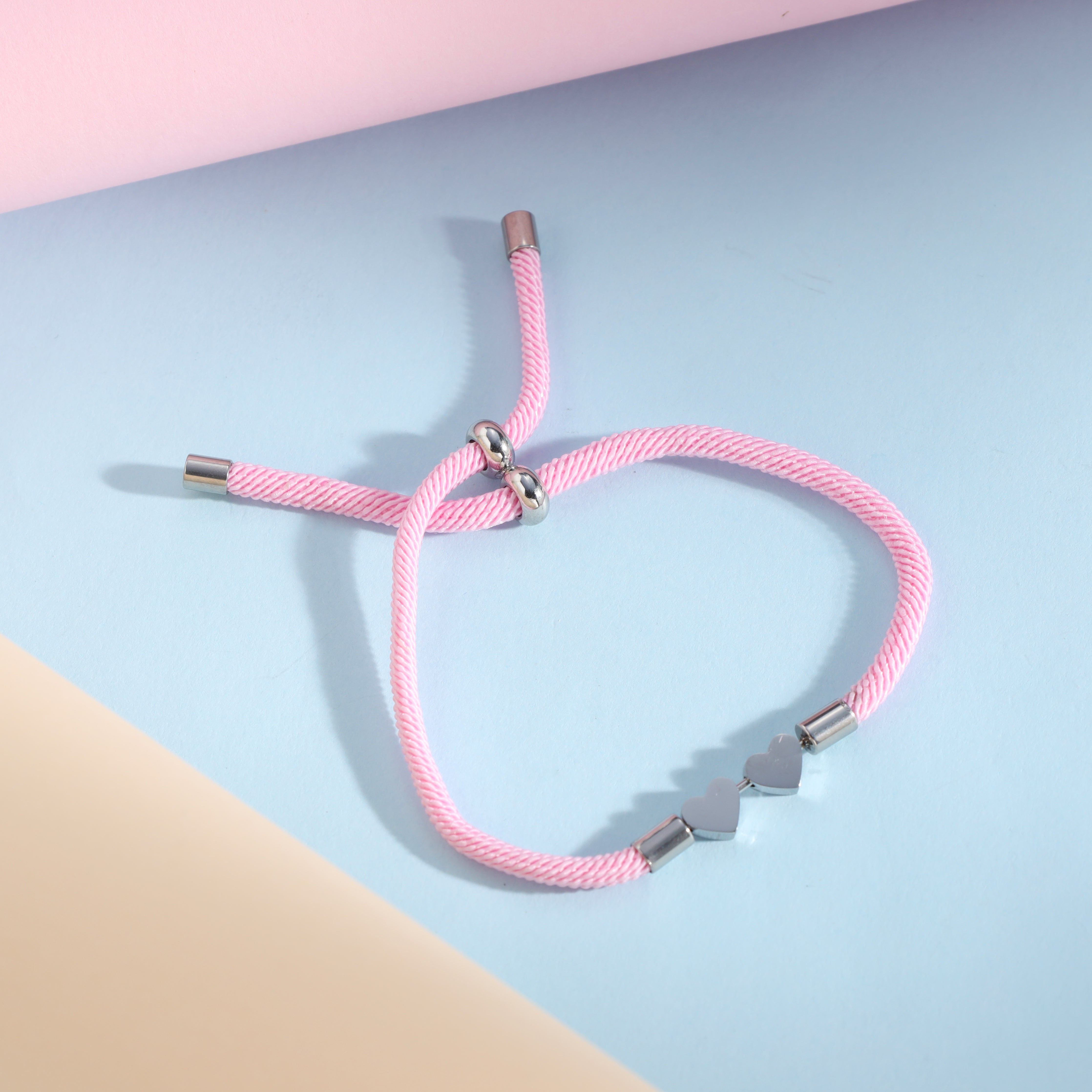Armband pink mit Herz Motiv aus Edelstahl - Taipan Schmuck
