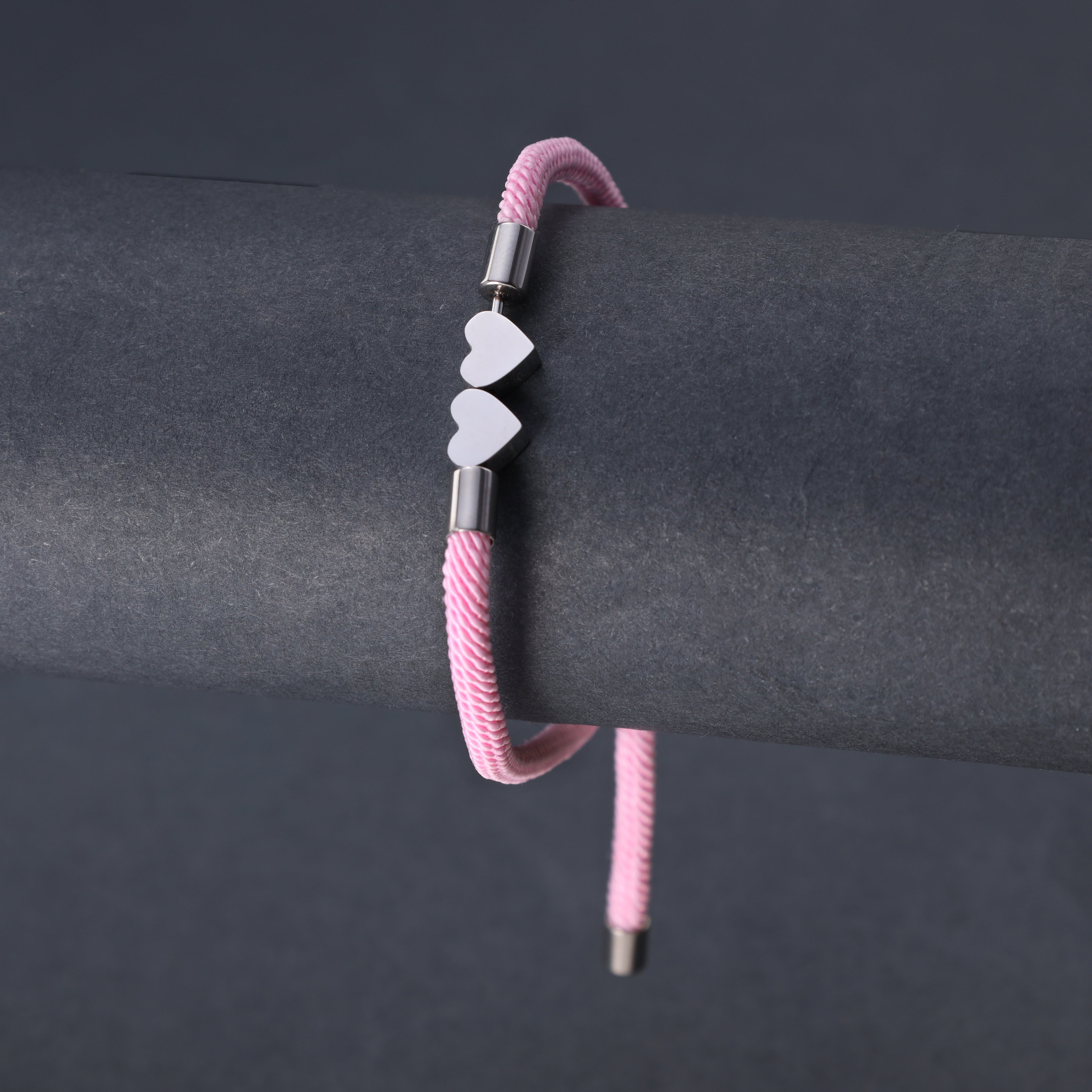 Armband pink mit Herz Motiv aus Edelstahl - Taipan Schmuck