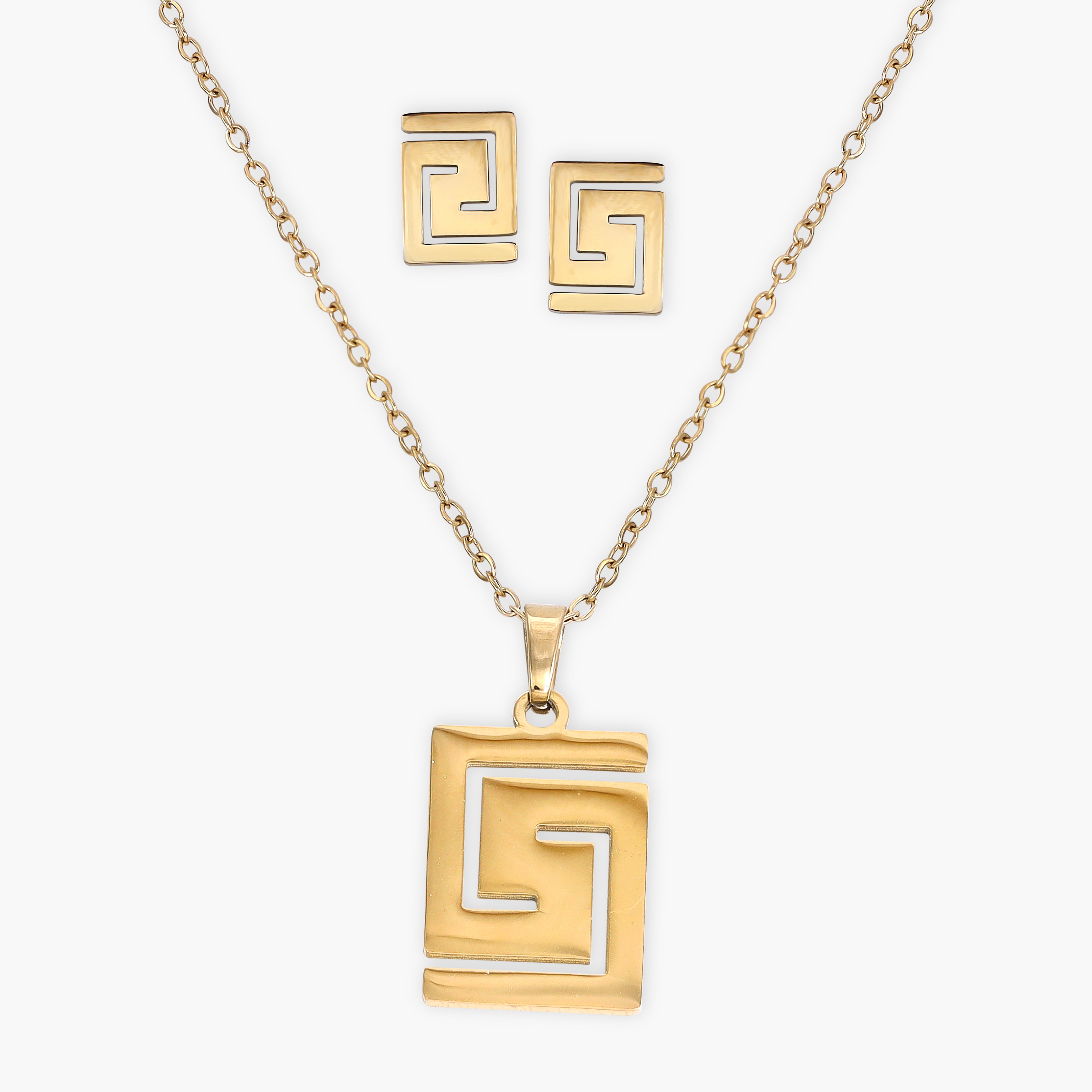 Damen Set Halskette und Ohrringe aus Edelstahl 18K Vergoldet