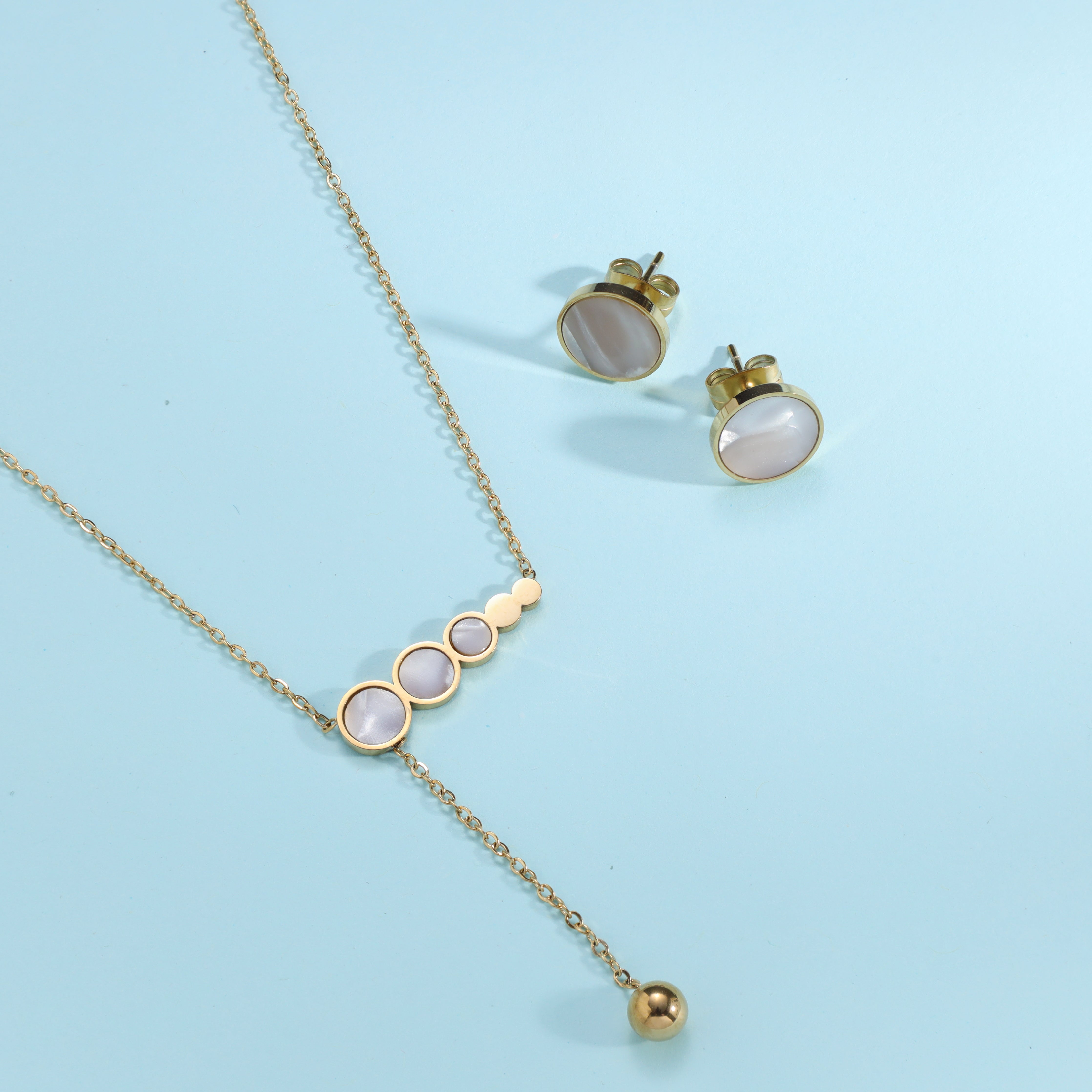 Damen Set Halskette und Ohrringe aus Edelstahl 18K Vergoldet - Taipan Schmuck
