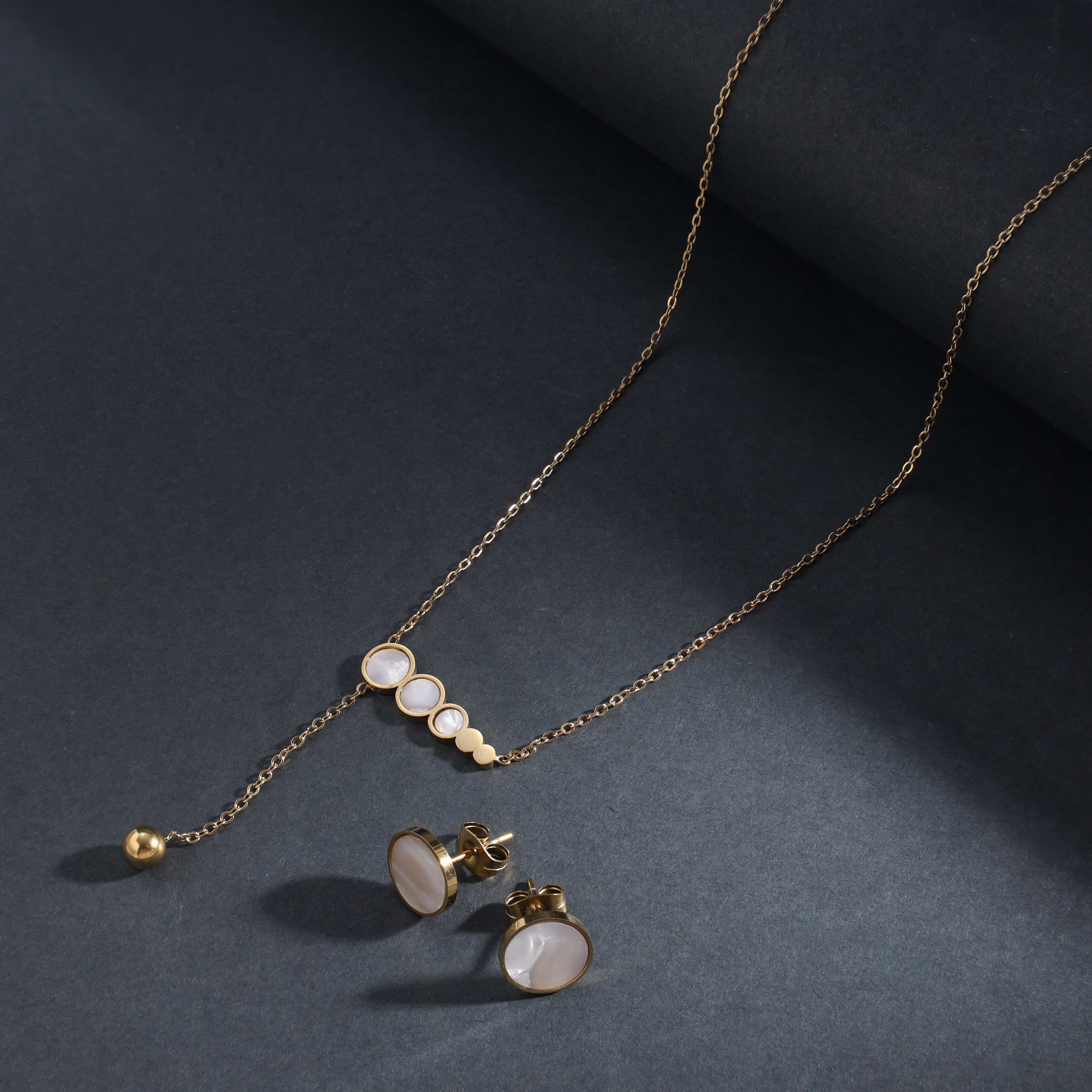Damen Set Halskette und Ohrringe aus Edelstahl 18K Vergoldet - Taipan Schmuck