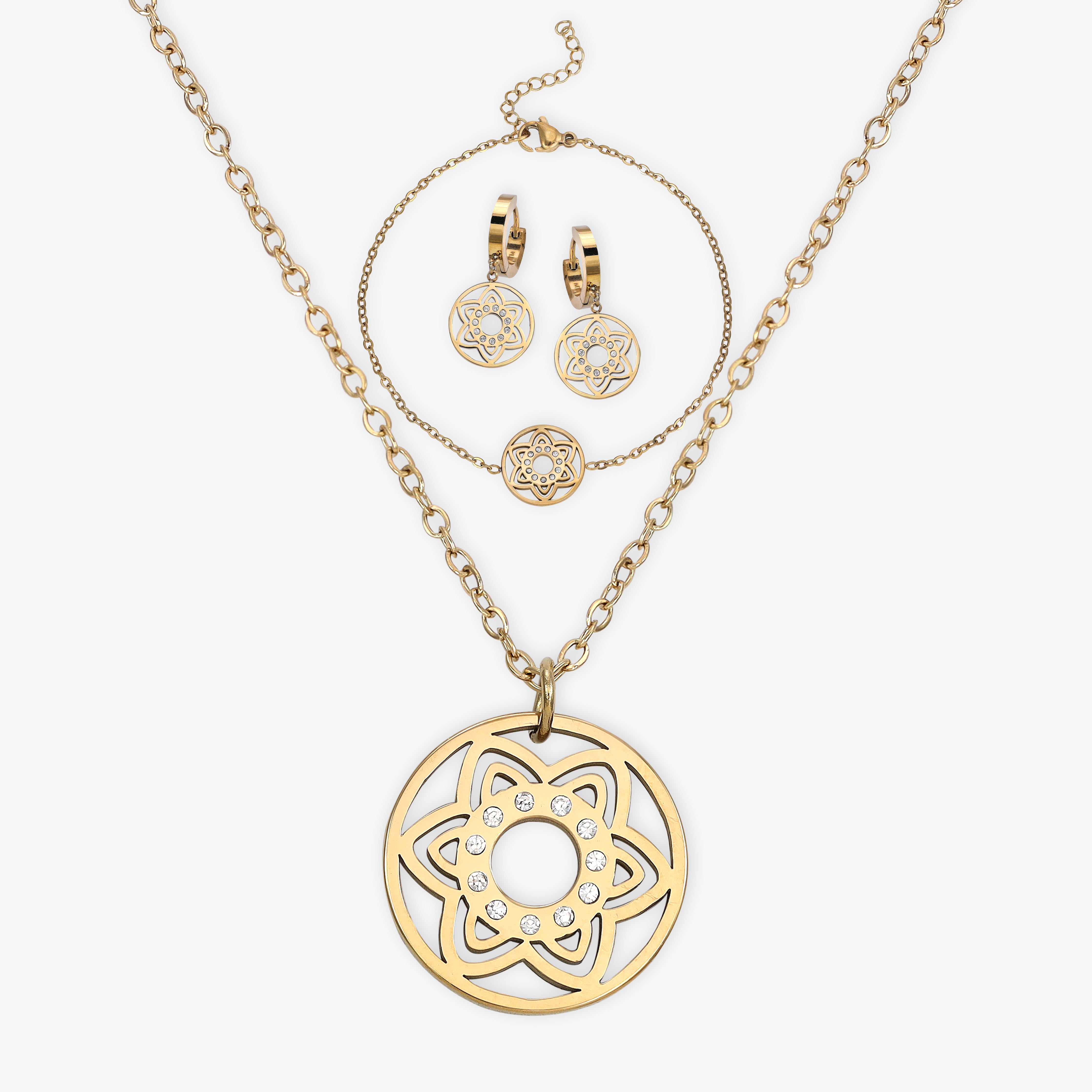 Damen Set Halskette , Armband and ohrringe armband aus Edelstahl 18K Vergoldet - Taipan Schmuck