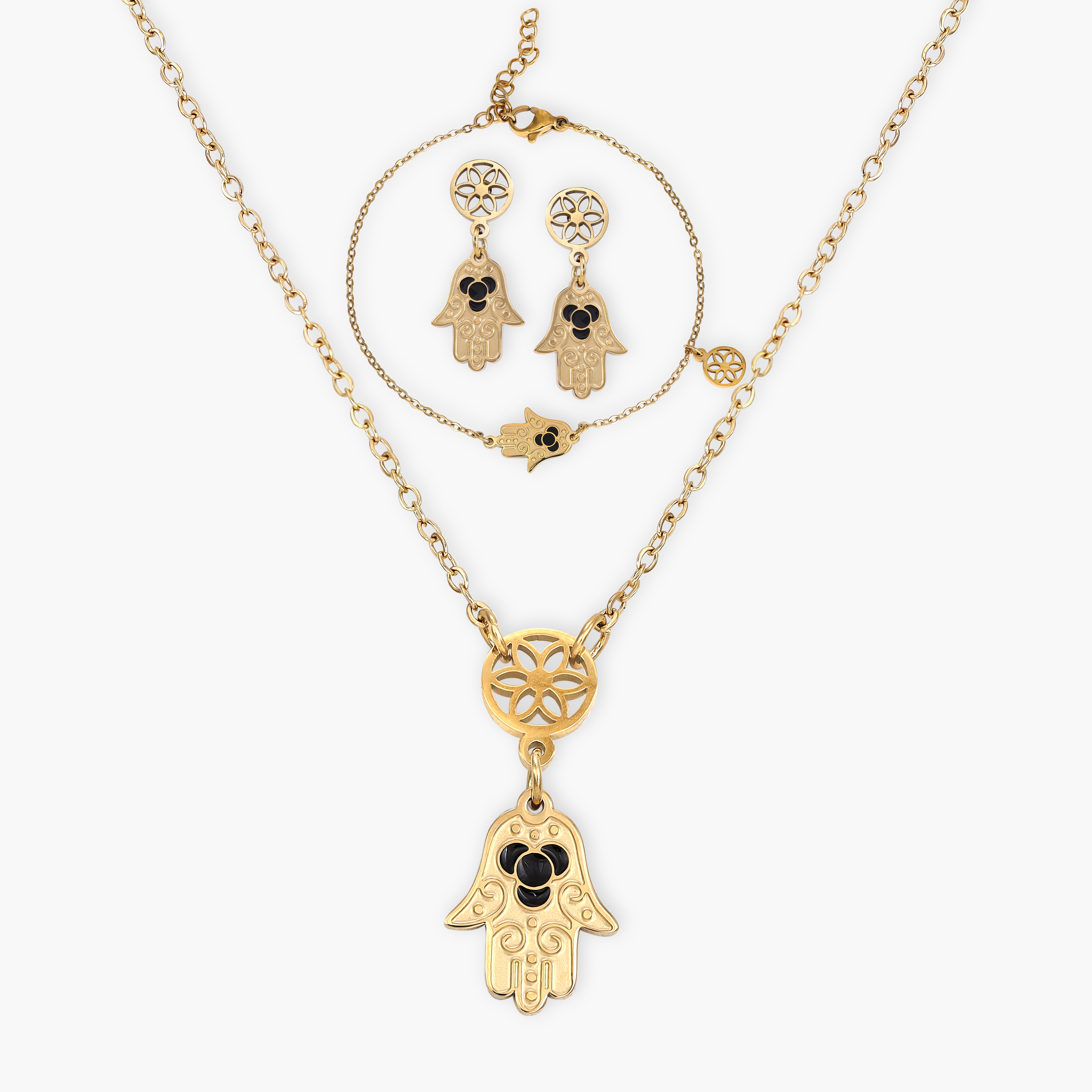 Damen Set Halskette , Armband and ohrringe armband aus Edelstahl 18K Vergoldet - Taipan Schmuck