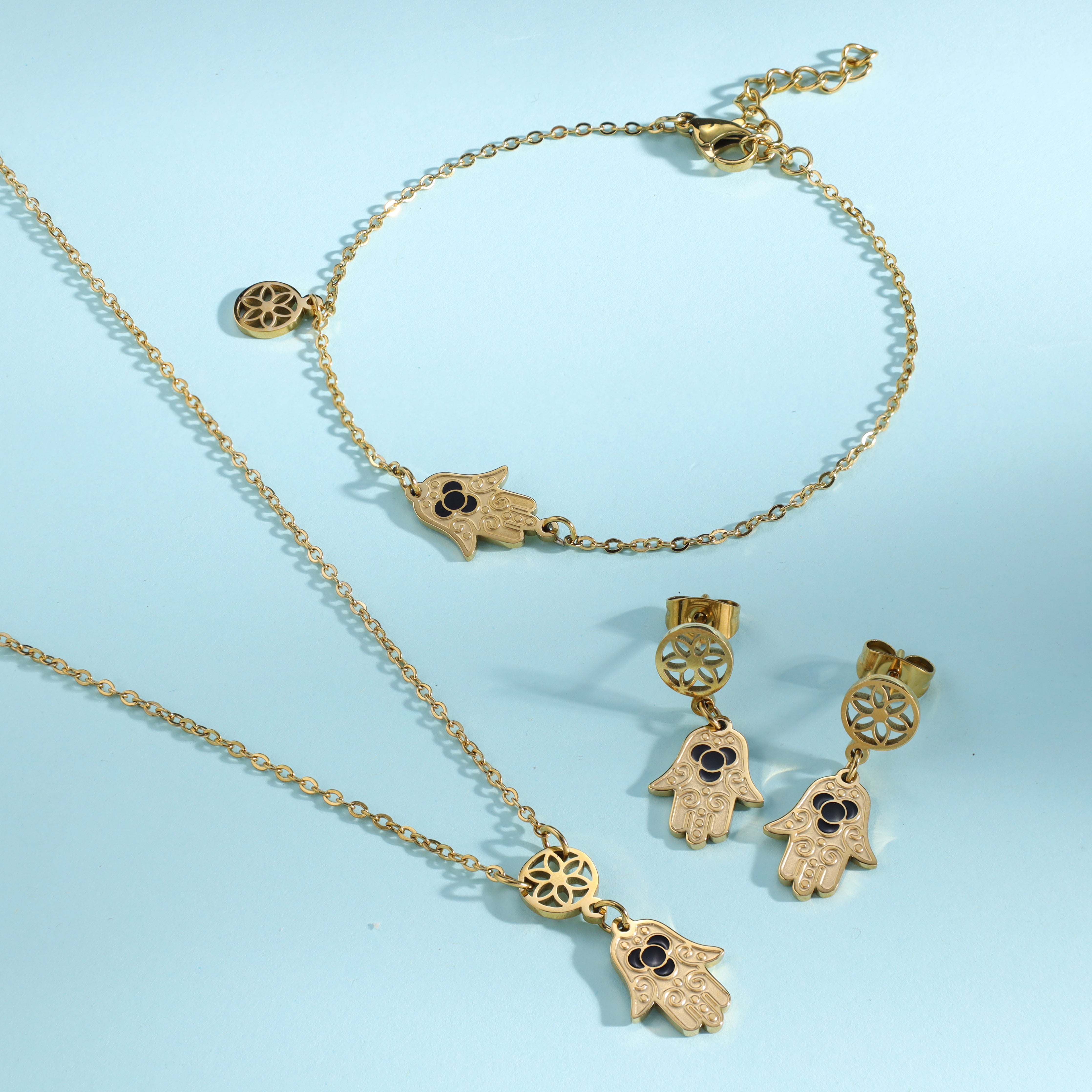 Damen Set Halskette , Armband and ohrringe armband aus Edelstahl 18K Vergoldet - Taipan Schmuck