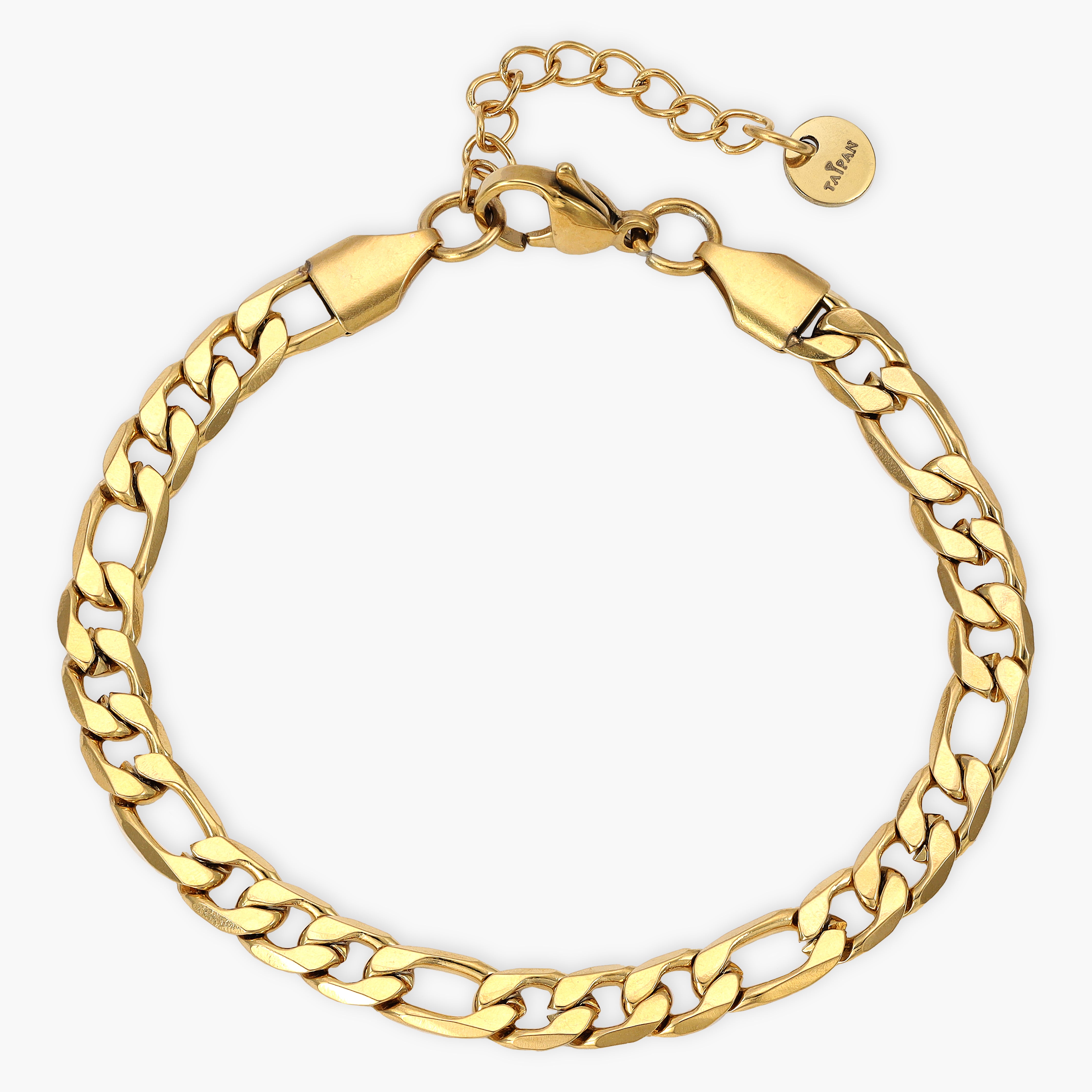 5mm Figarokette Armband aus Edelstahl 18K vergoldet - Taipan Schmuck