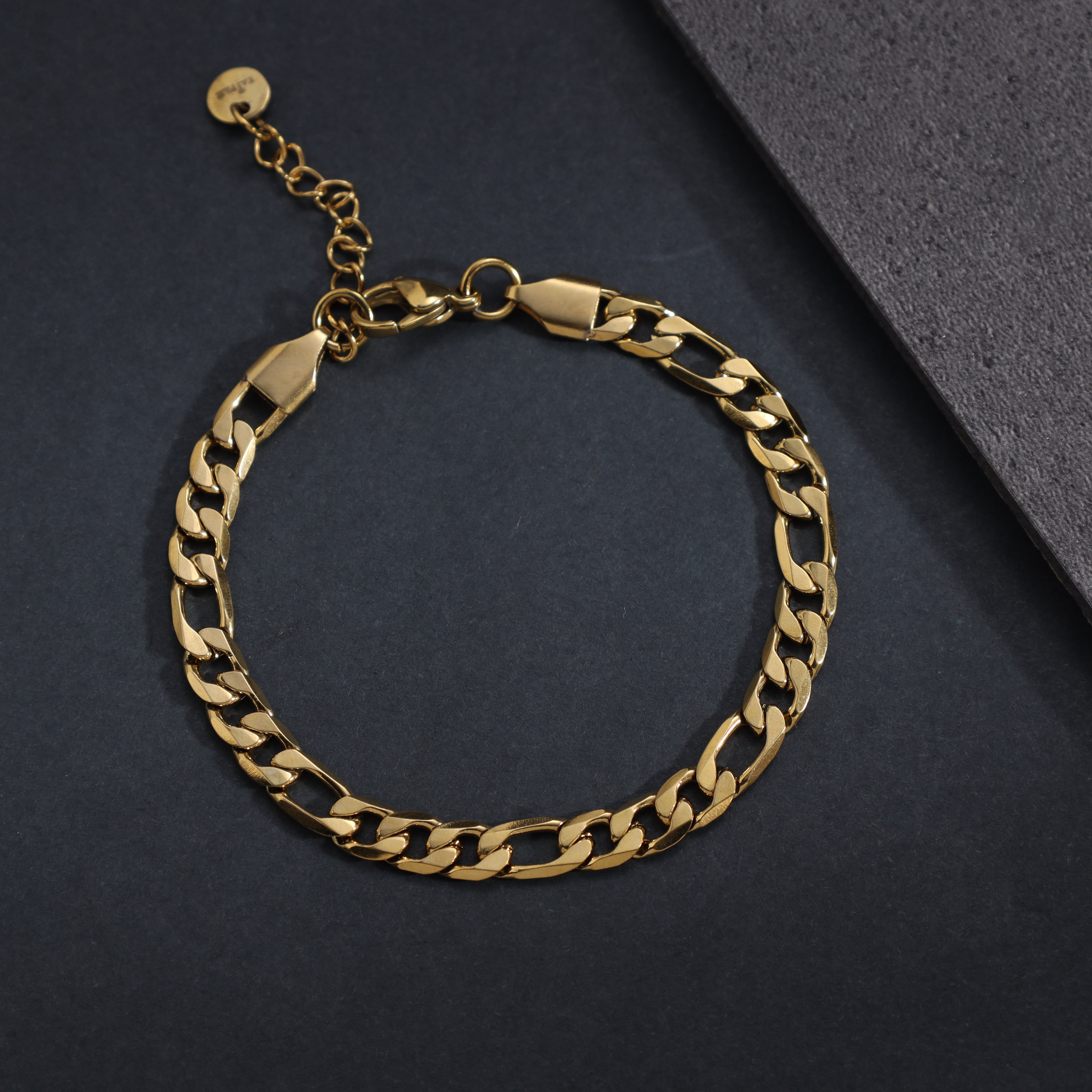 5mm Figarokette Armband aus Edelstahl 18K vergoldet - Taipan Schmuck