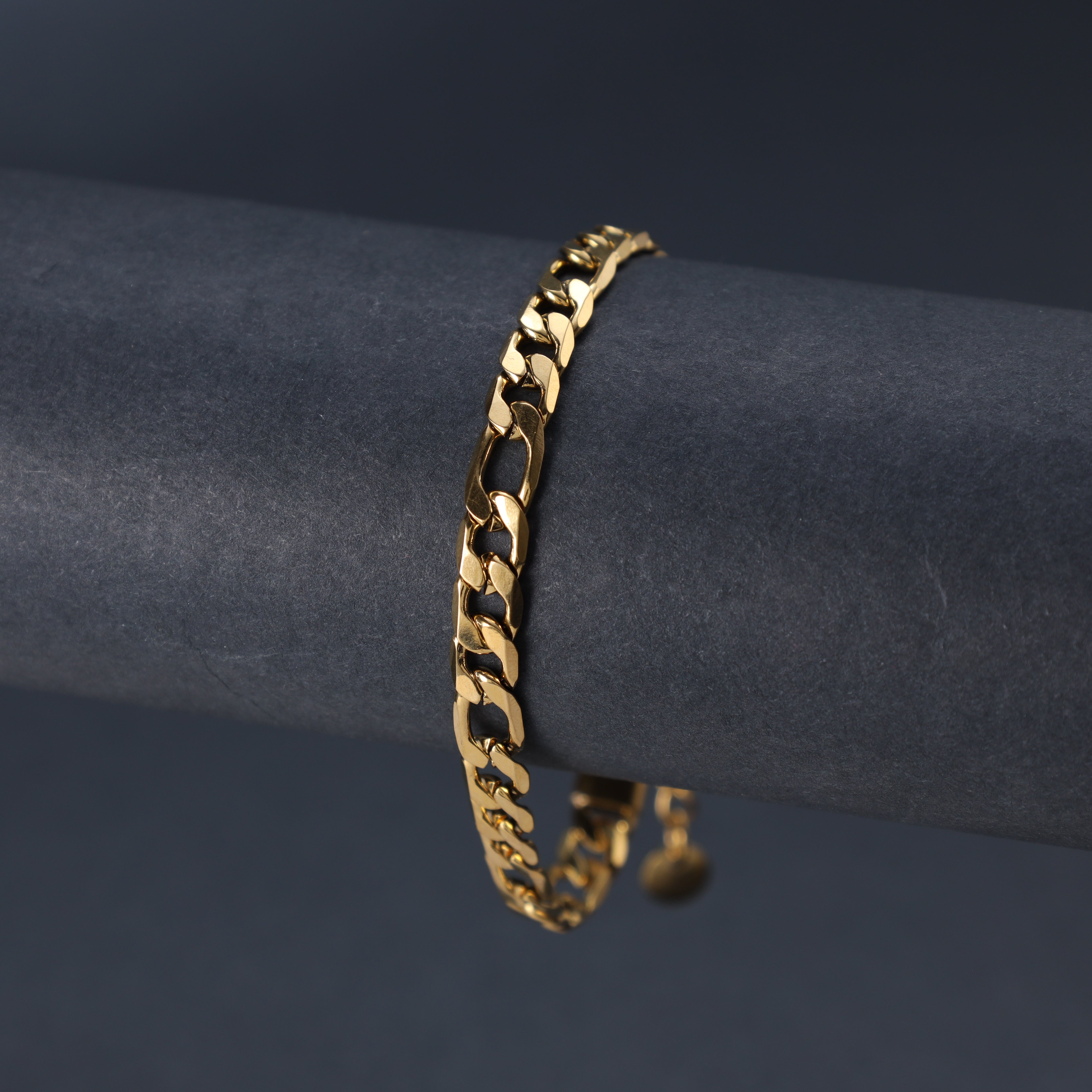 5mm Figarokette Armband aus Edelstahl 18K vergoldet - Taipan Schmuck