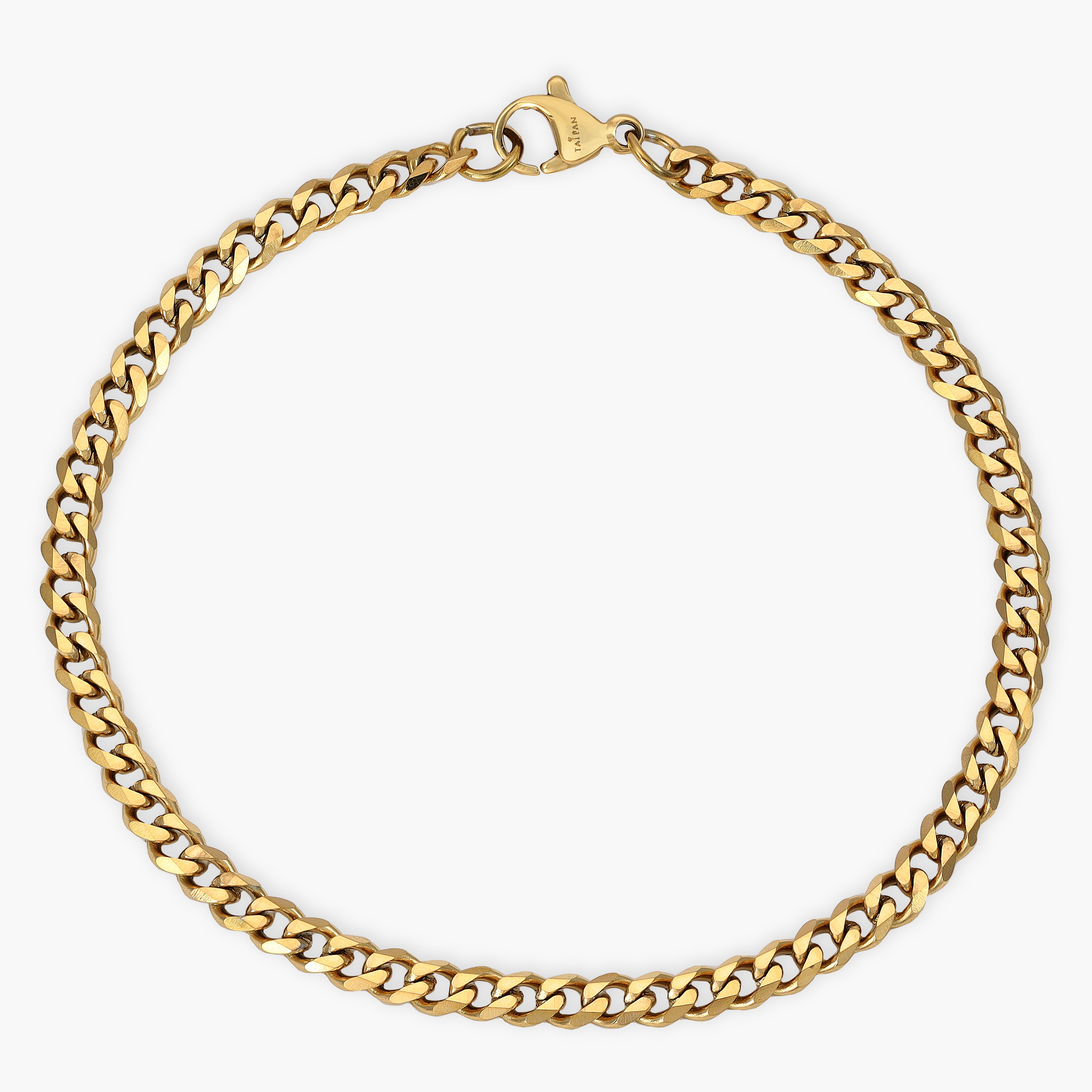 3mm Panzerkette Armband aus Edelstahl 18K vergoldet - Taipan Schmuck