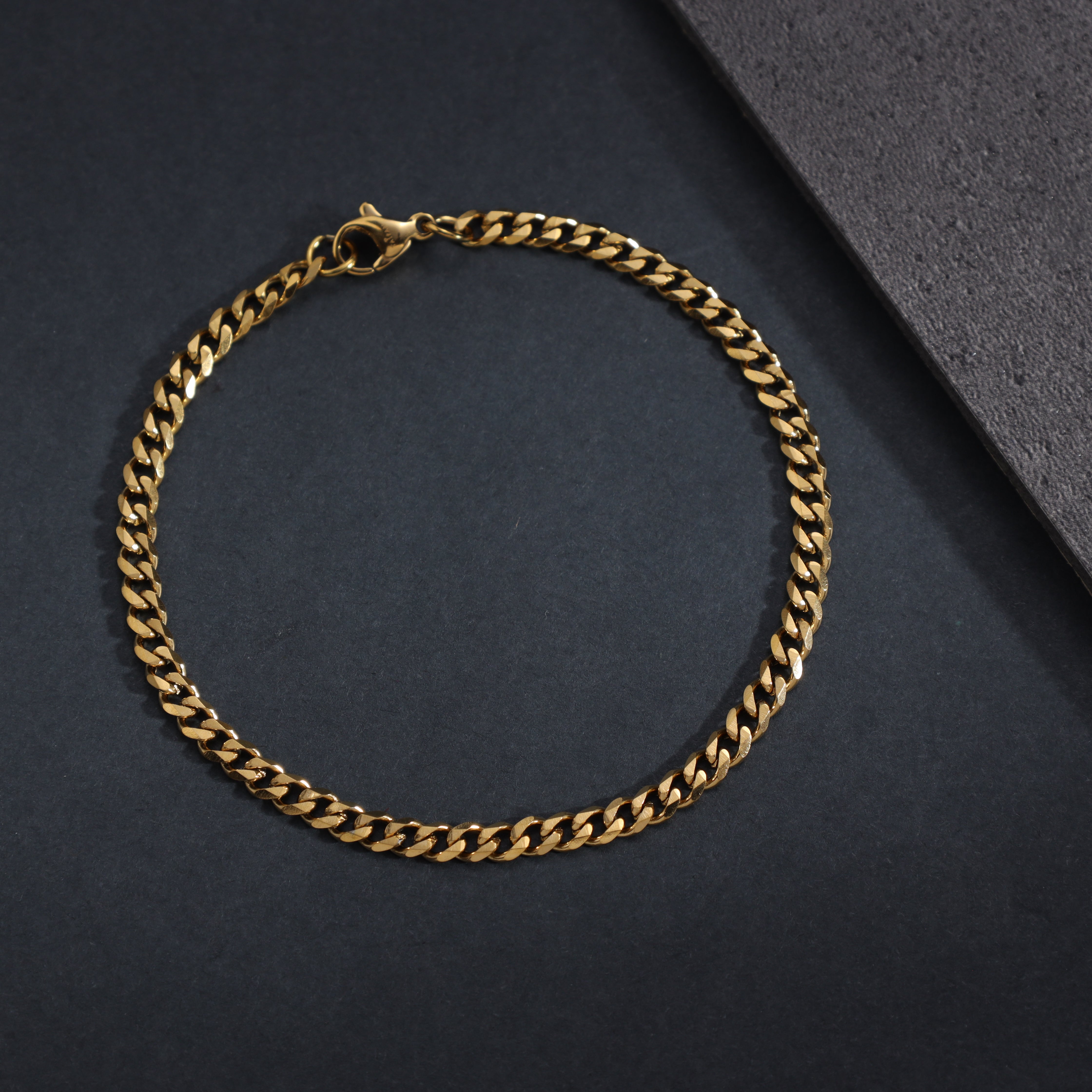 3mm Panzerkette Armband aus Edelstahl 18K vergoldet - Taipan Schmuck