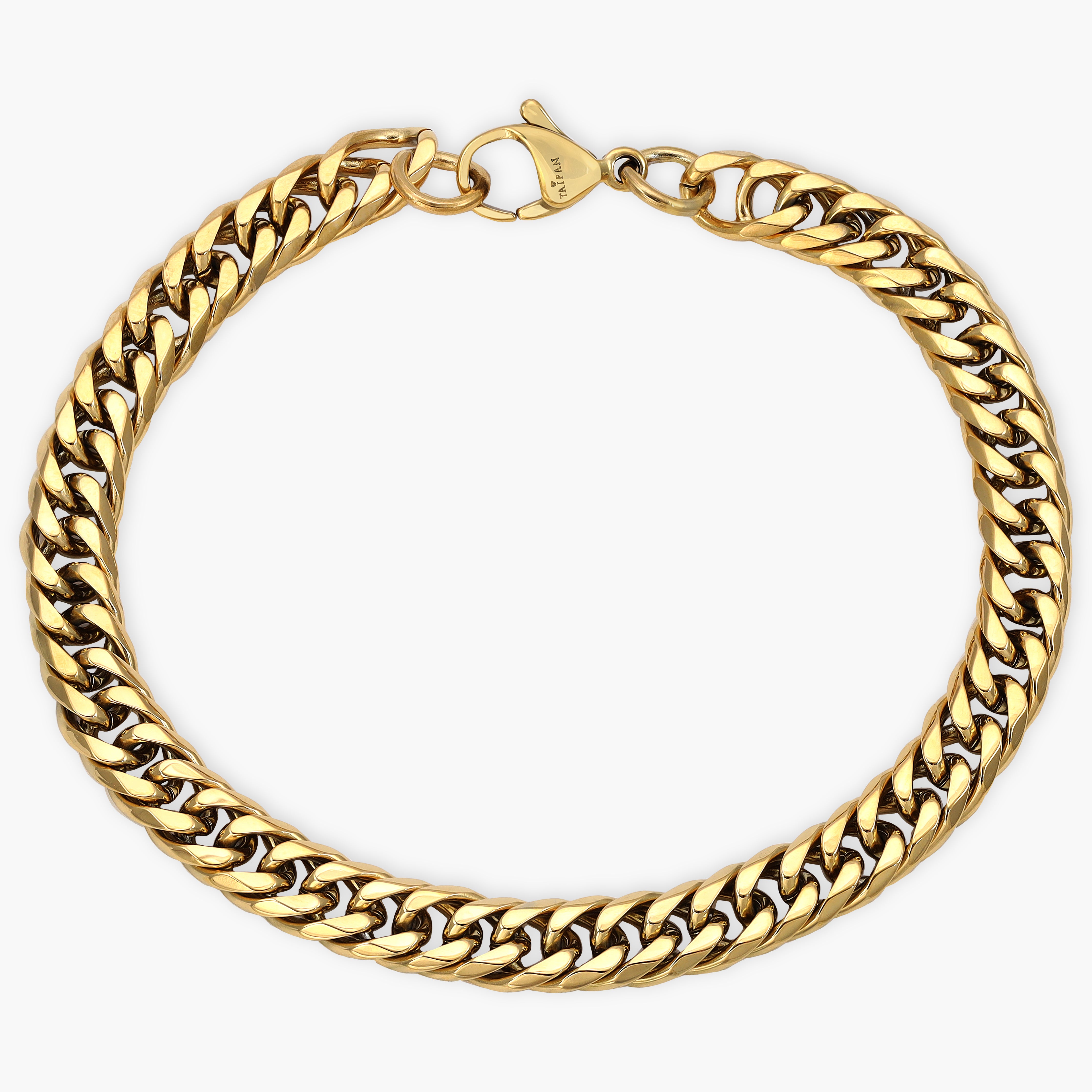 6mm Doppel Panzerkette Armband aus Edelstahl 18K vergoldet