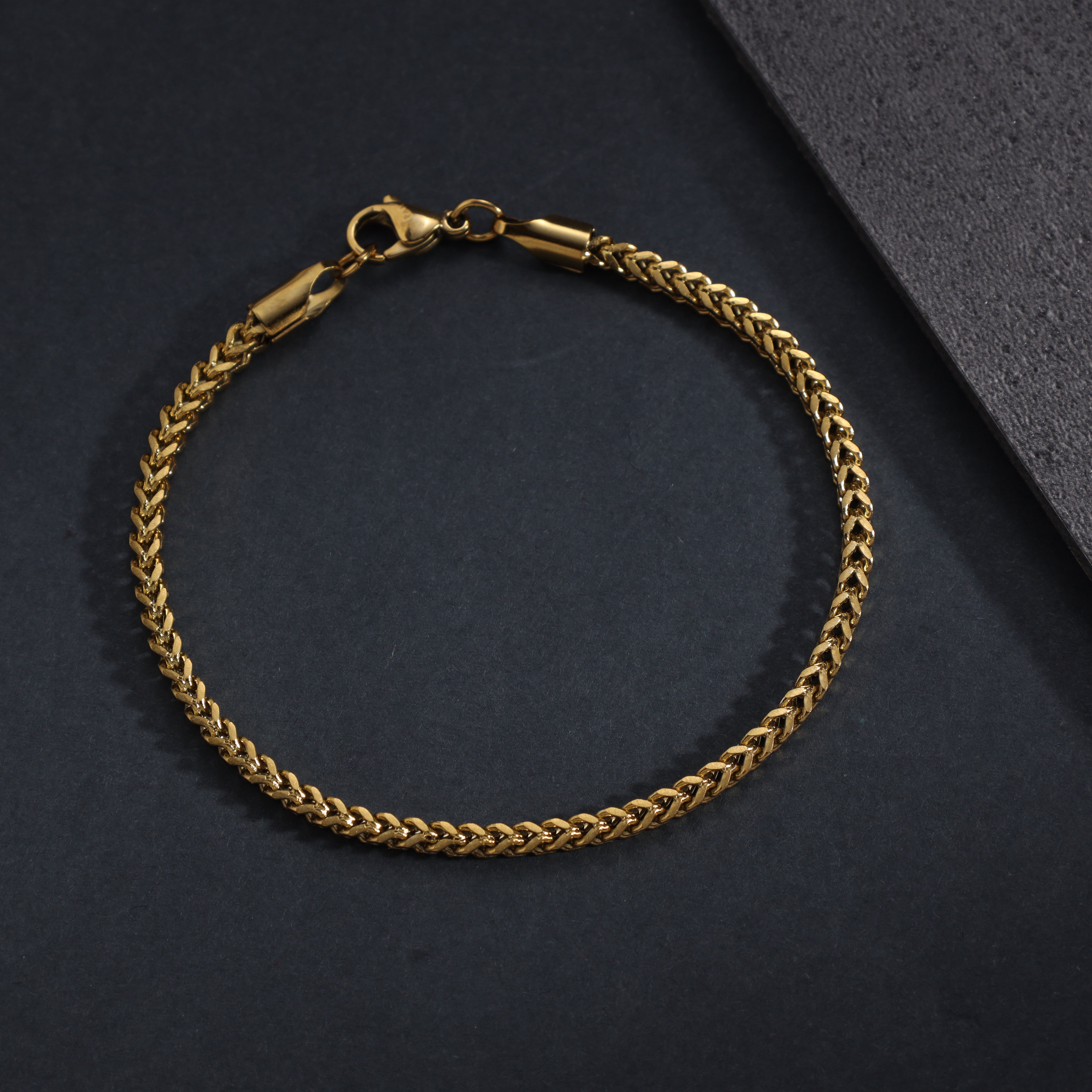 2mm Franco Kette Chain Armband aus Edelstahl 18K vergoldet - Taipan Schmuck