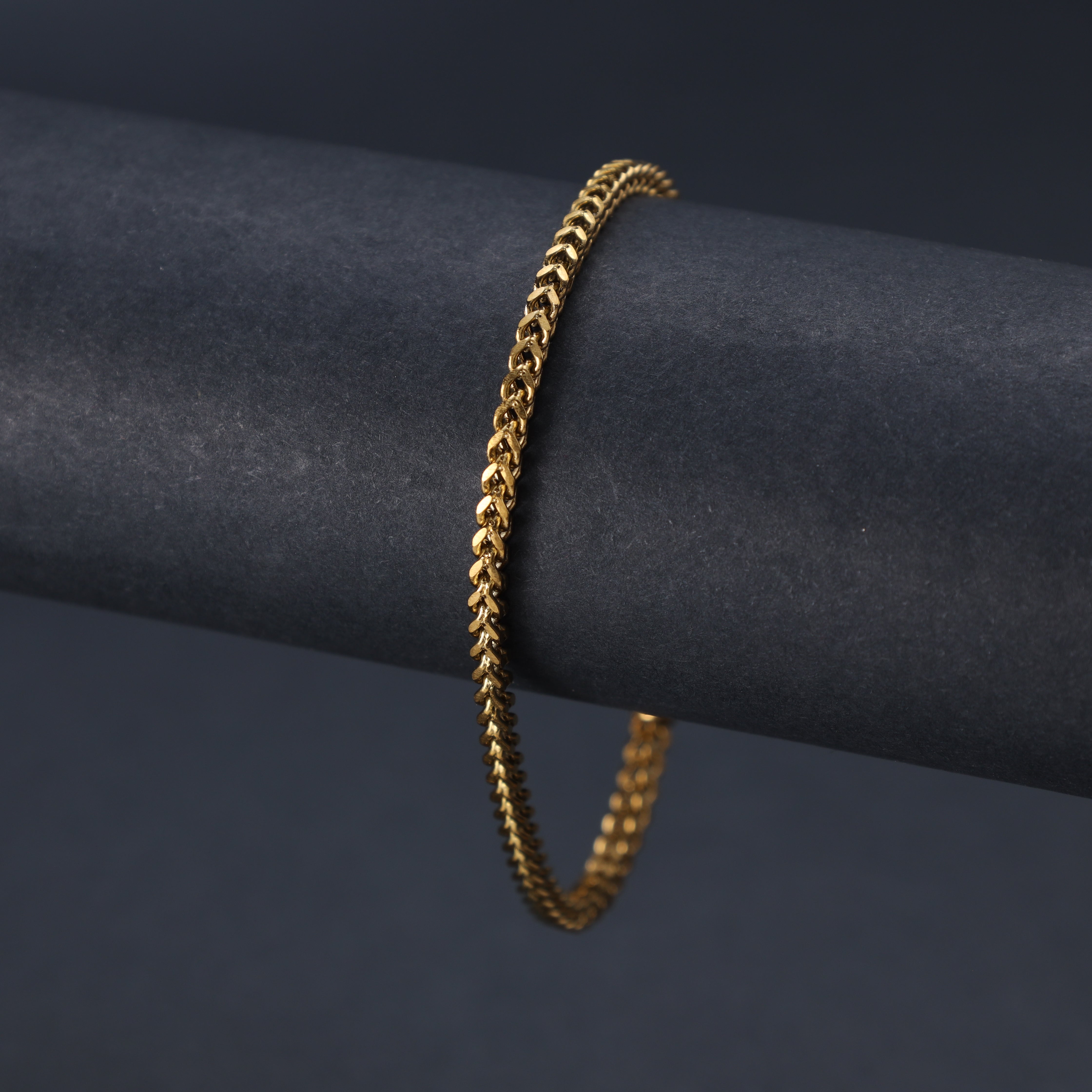 2mm Franco Kette Chain Armband aus Edelstahl 18K vergoldet - Taipan Schmuck