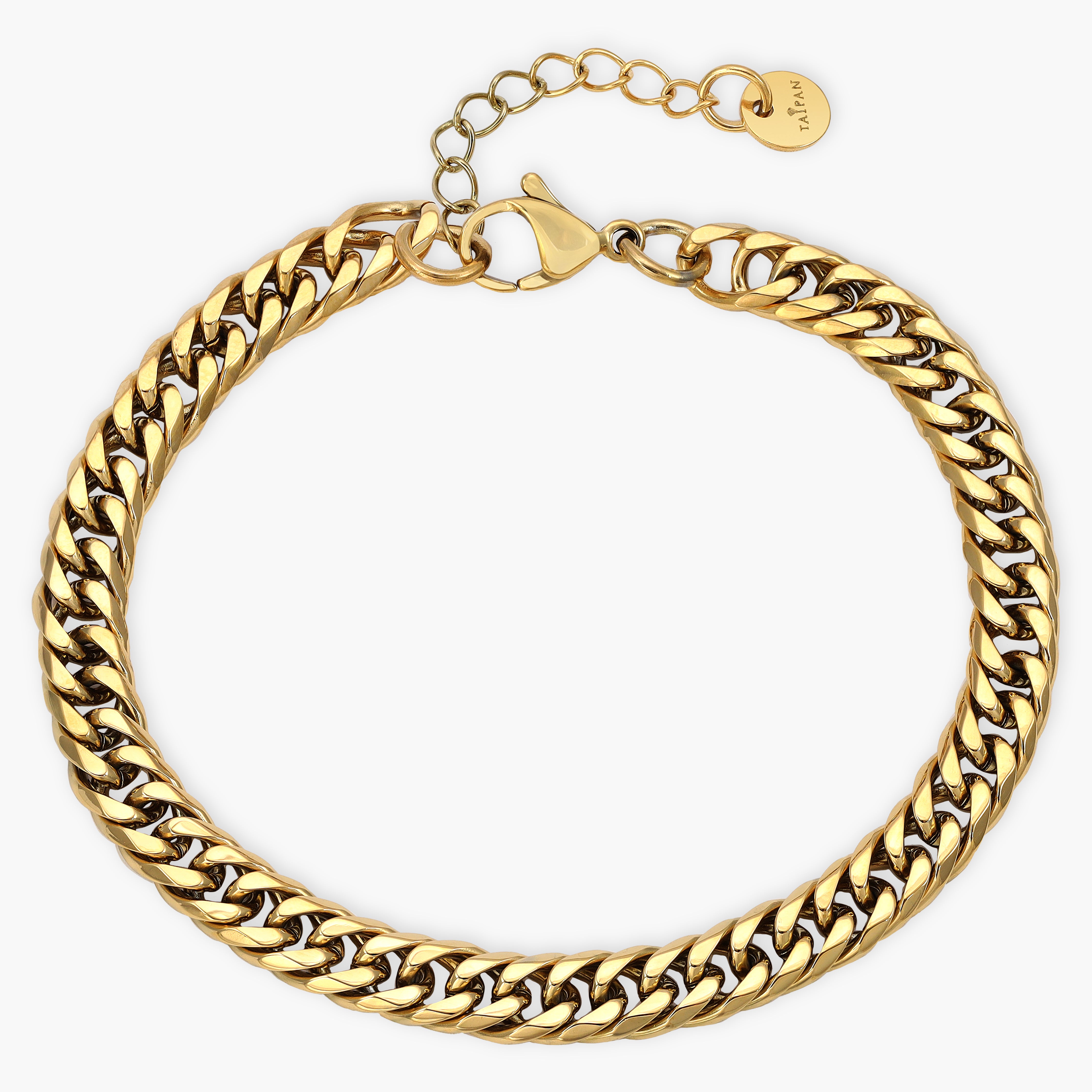 2mm Doppel Panzerkette Armband aus Edelstahl 18K vergoldet