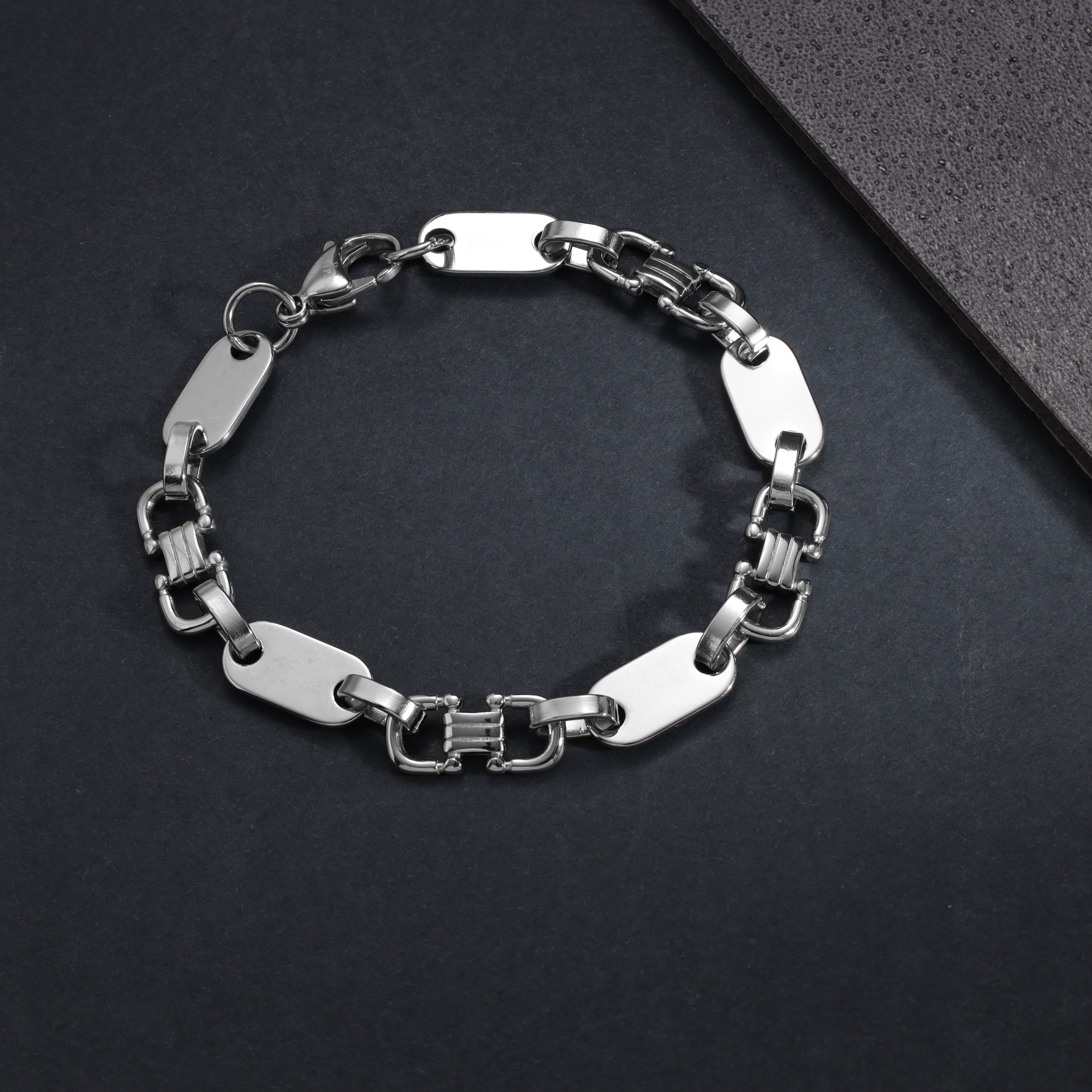 8mm Plattenkette Armband Steigbügelkette aus Edelstahl - Taipan Schmuck