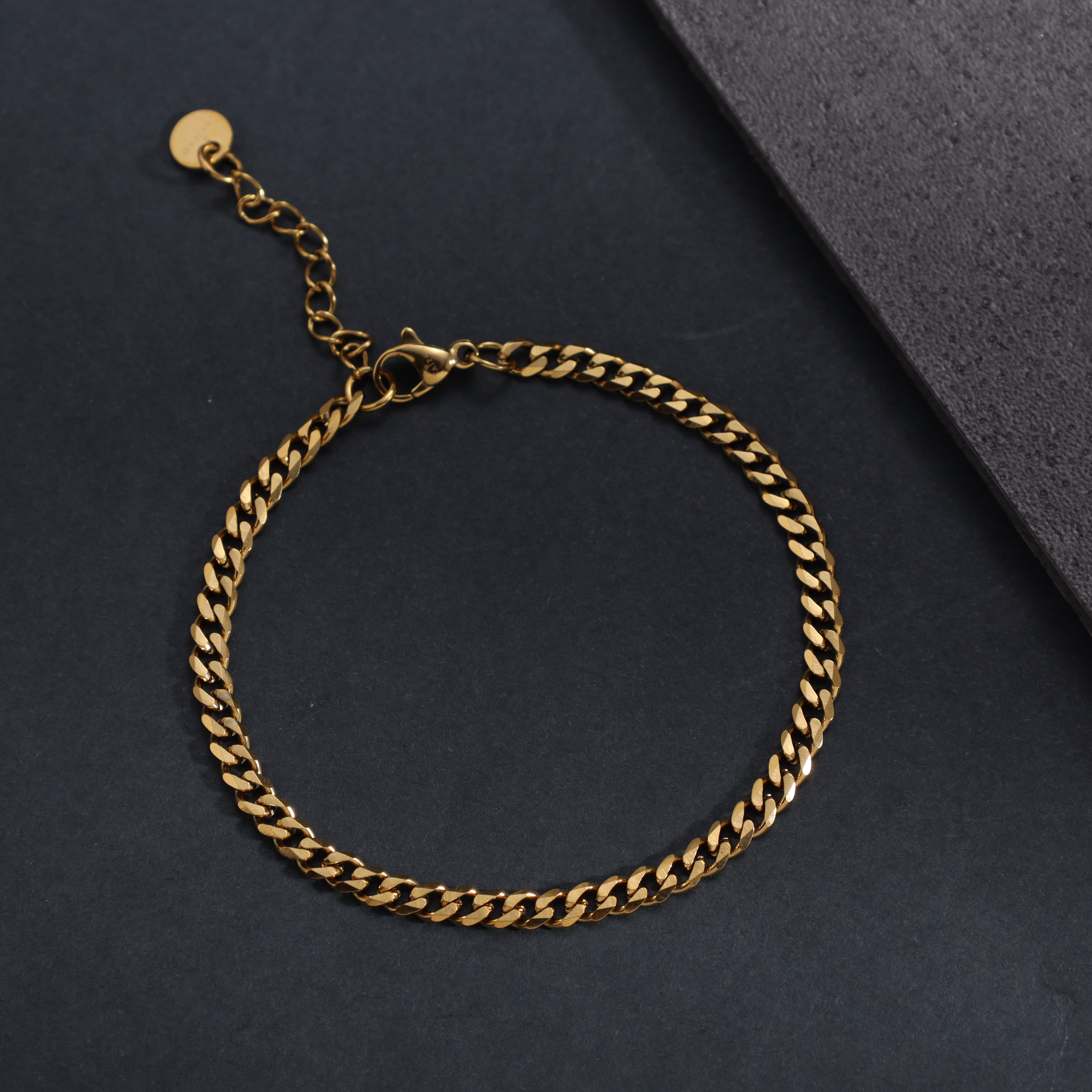 3mm Panzerkette Armband aus Edelstahl 18K vergoldet - Taipan Schmuck