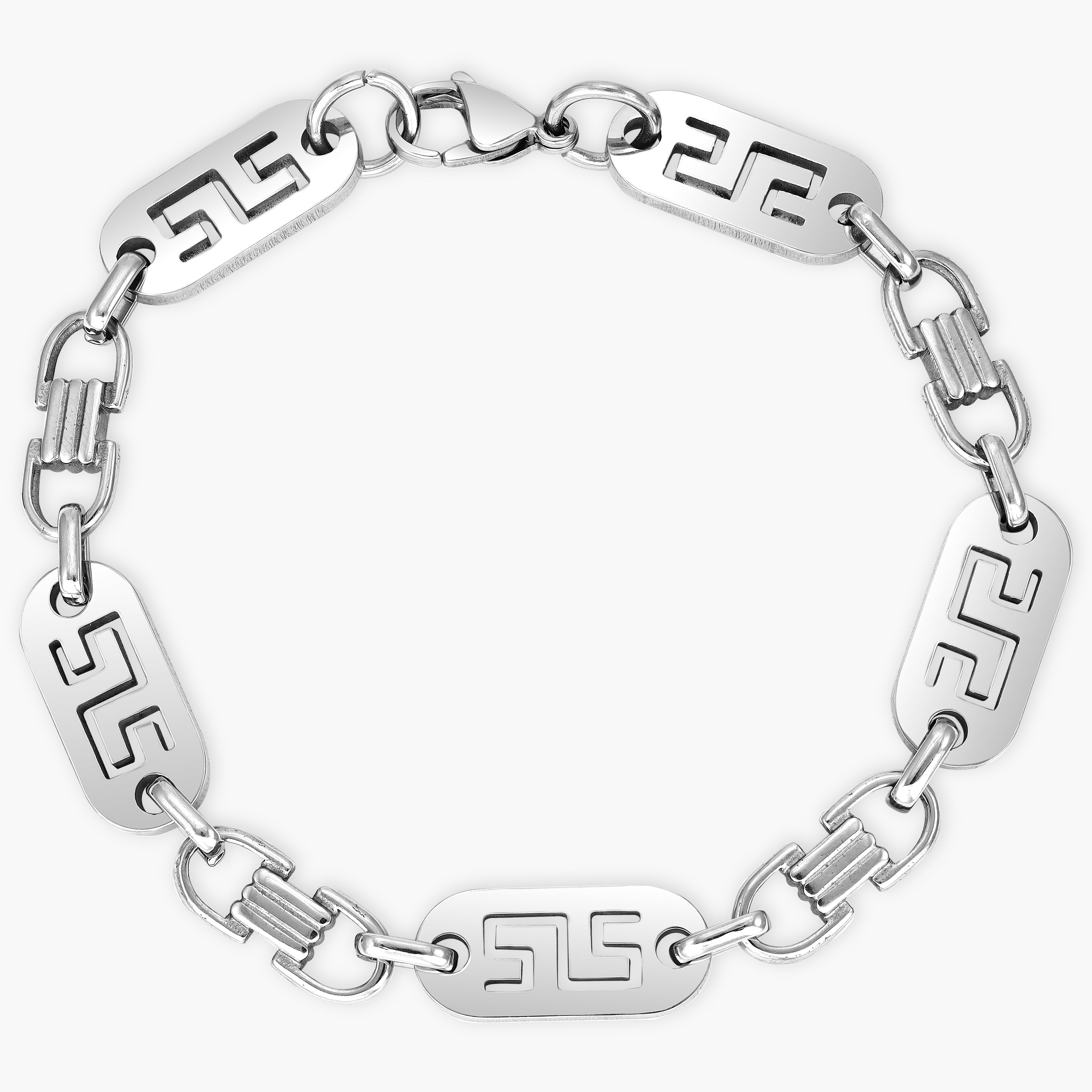 Set Plattenkette Greek Design 10mm breit aus Edelstahl - Taipan Schmuck