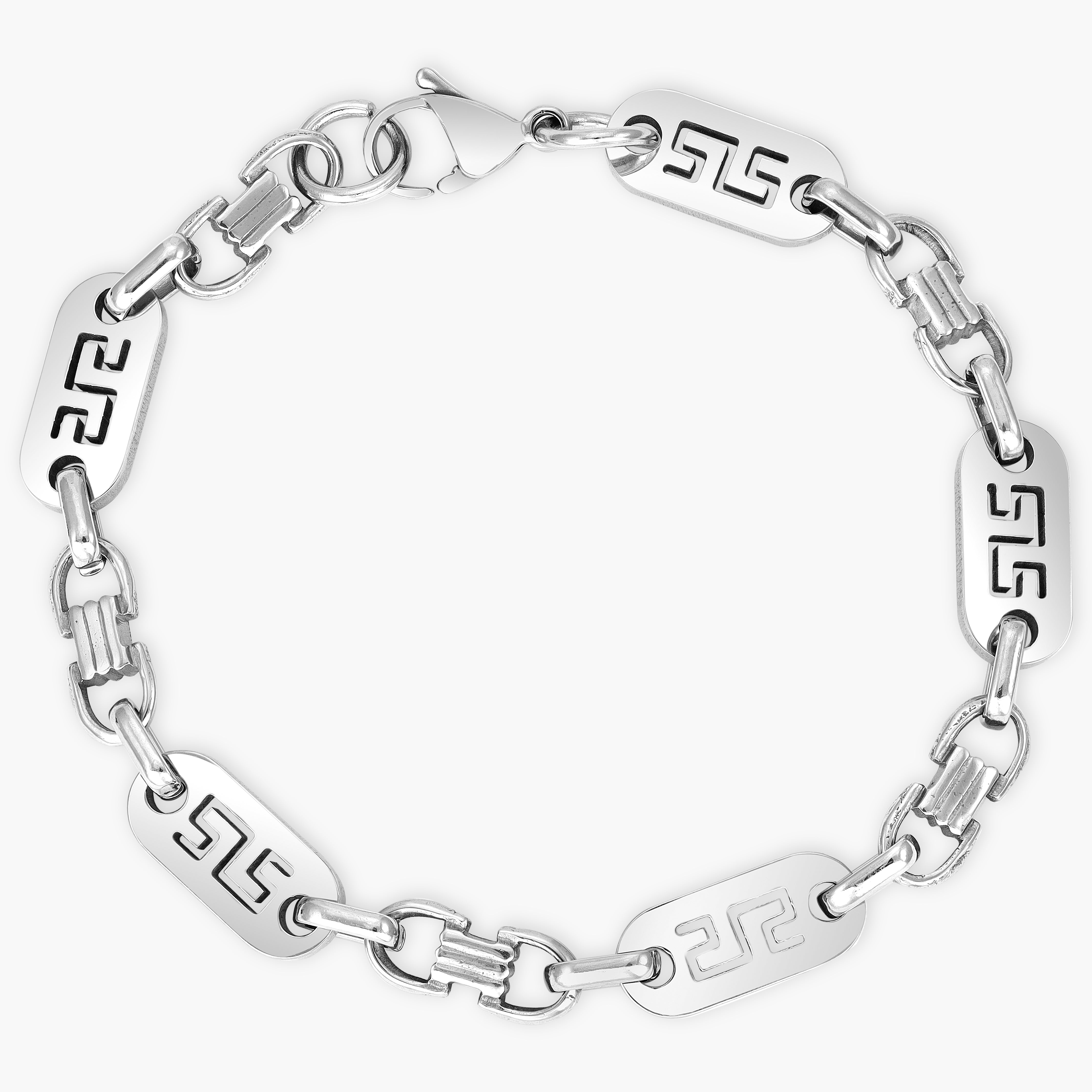 Set Plattenkette Greek Design 8mm breit aus Edelstahl