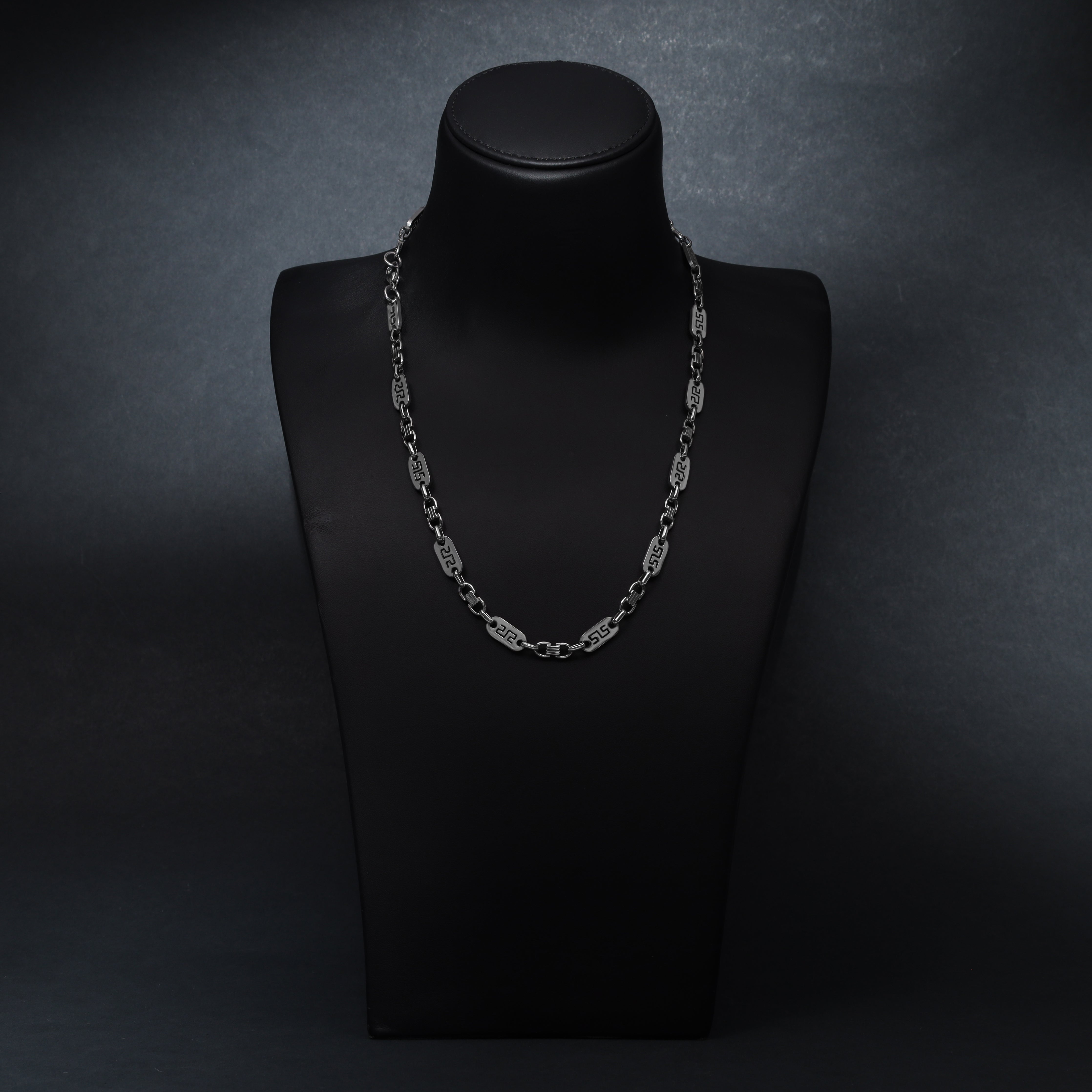 Set Plattenkette Greek Design 8mm breit aus Edelstahl