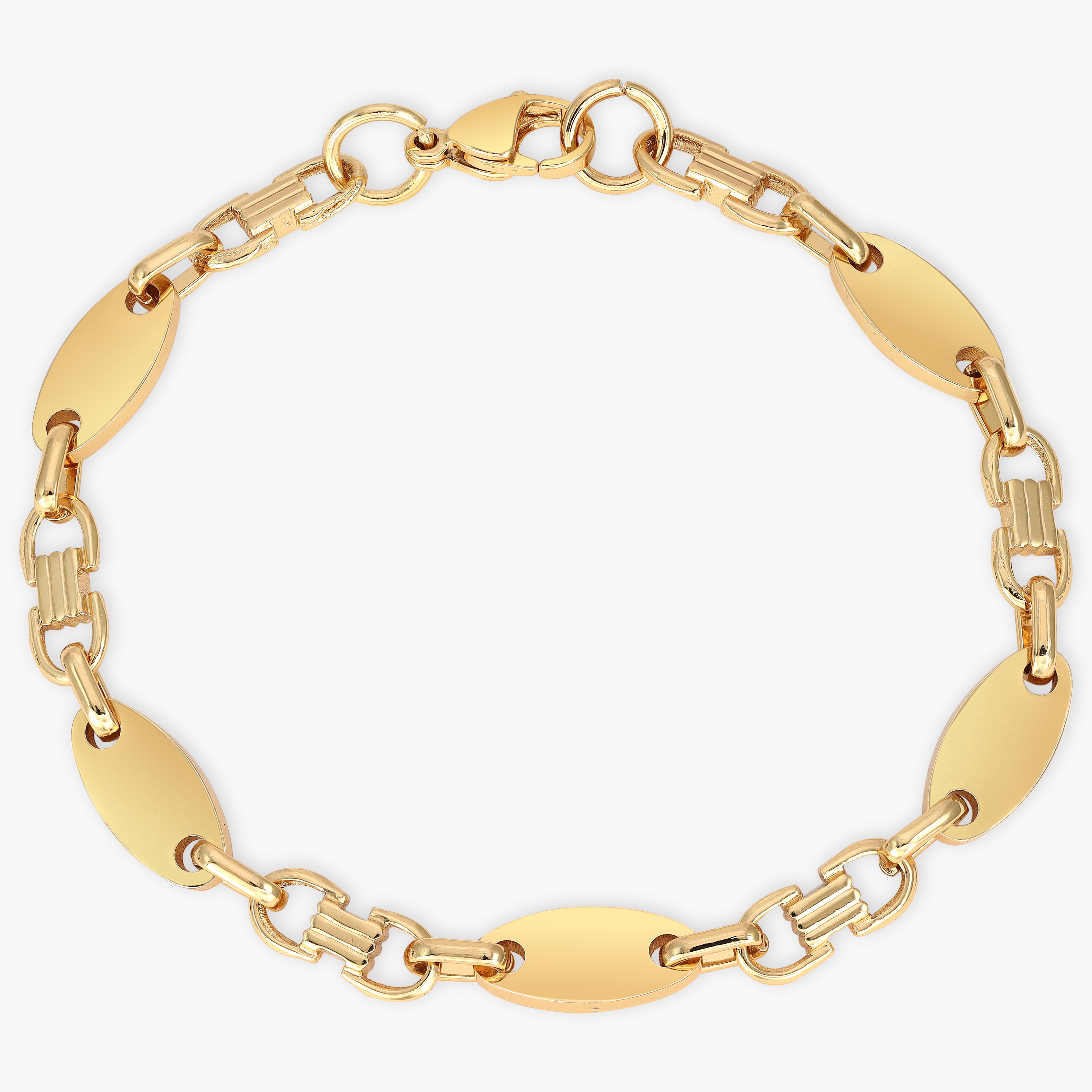 Set Plattenkette 8mm breit aus Edelstahl 18K Vergoldet - Taipan Schmuck