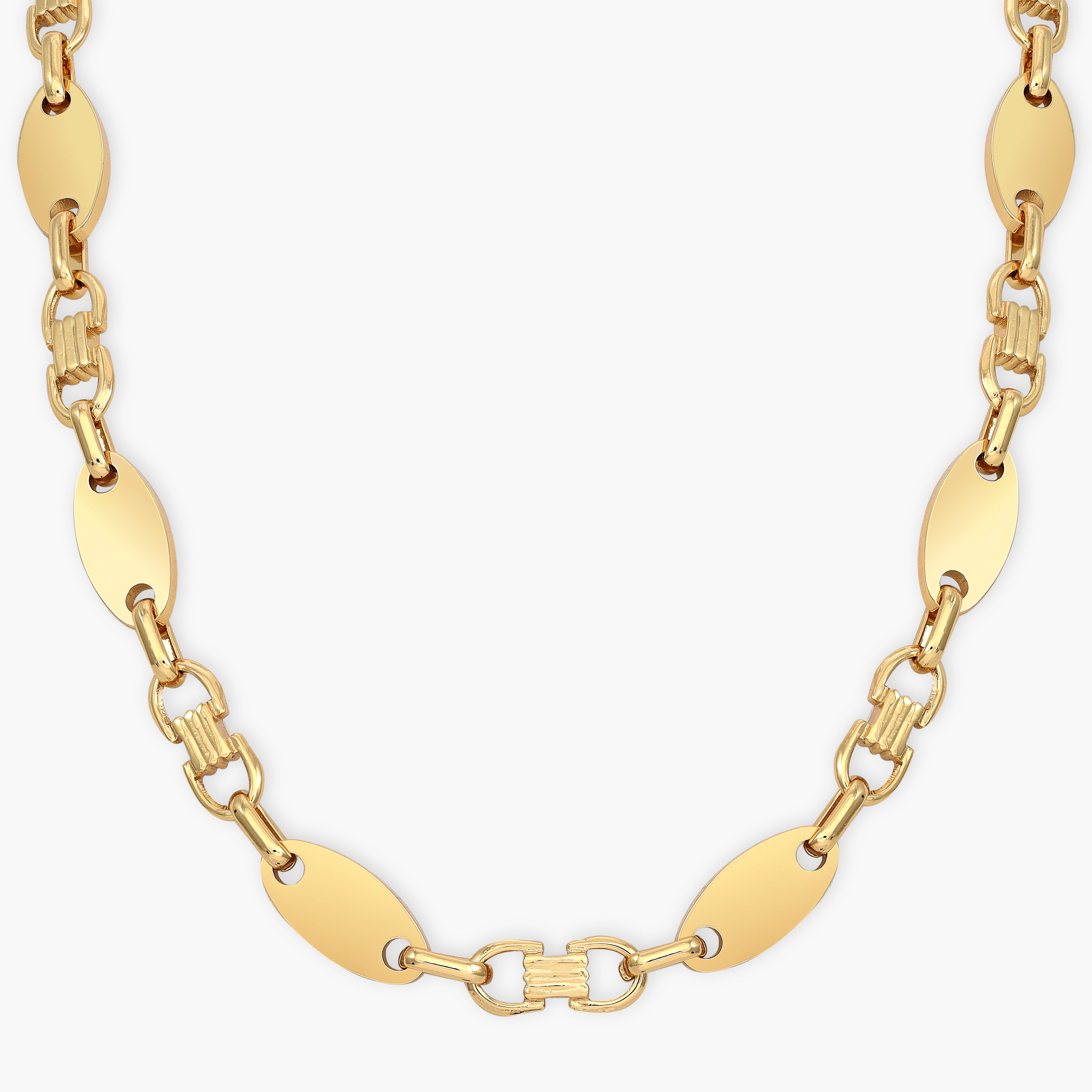 Set Plattenkette 8mm breit aus Edelstahl 18K Vergoldet - Taipan Schmuck