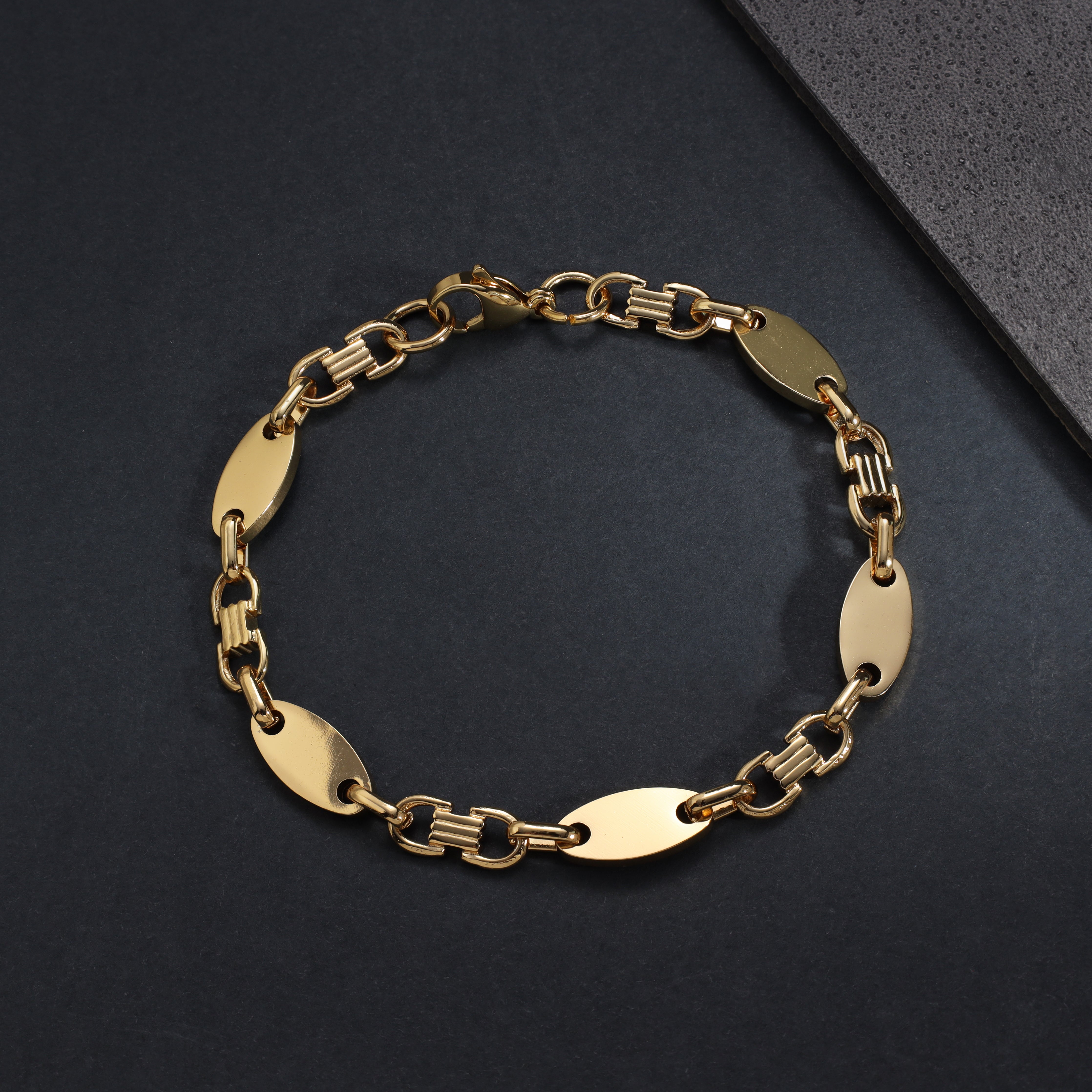 Set Plattenkette 8mm breit aus Edelstahl 18K Vergoldet - Taipan Schmuck