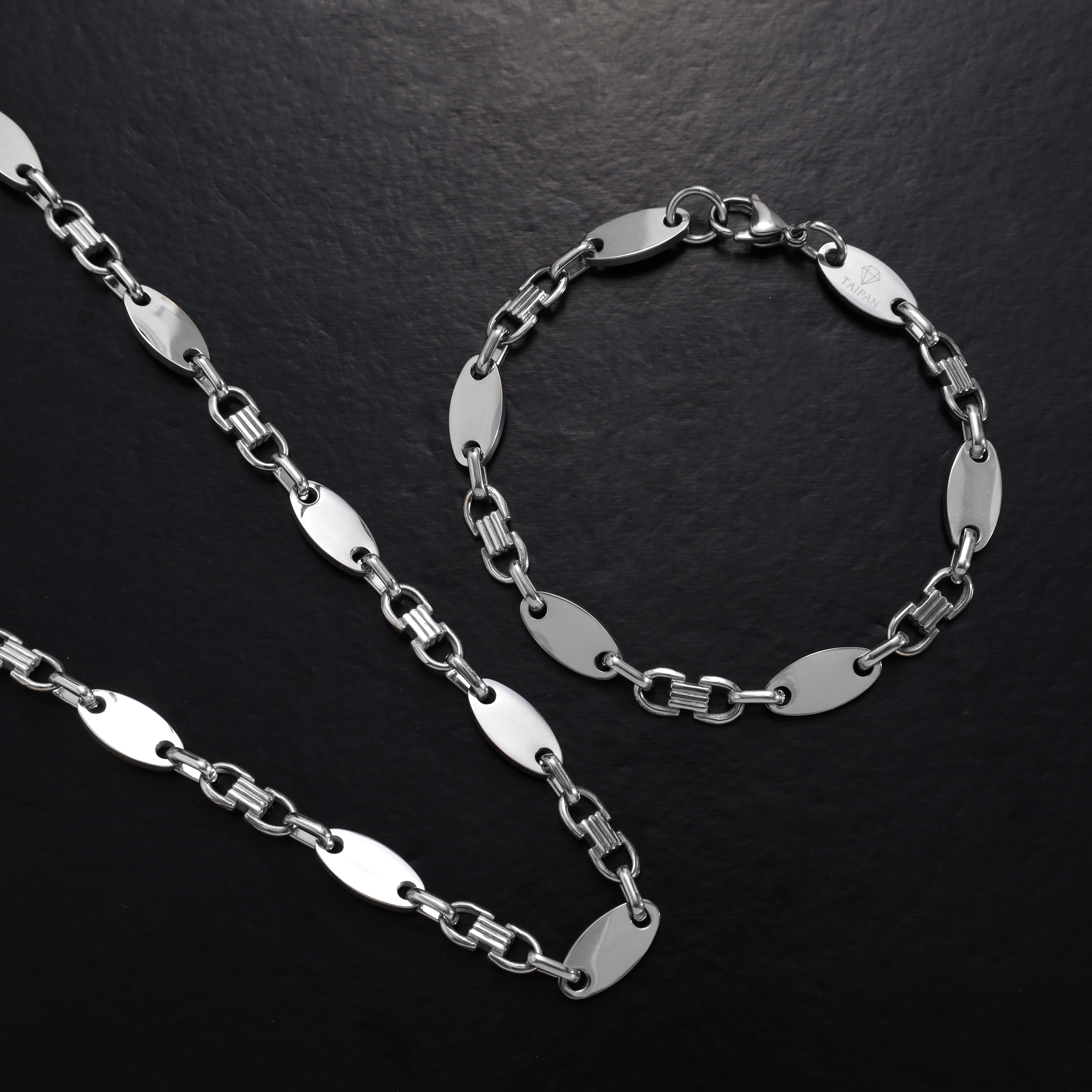 Set Plattenkette 8mm breit aus Edelstahl - Taipan Schmuck