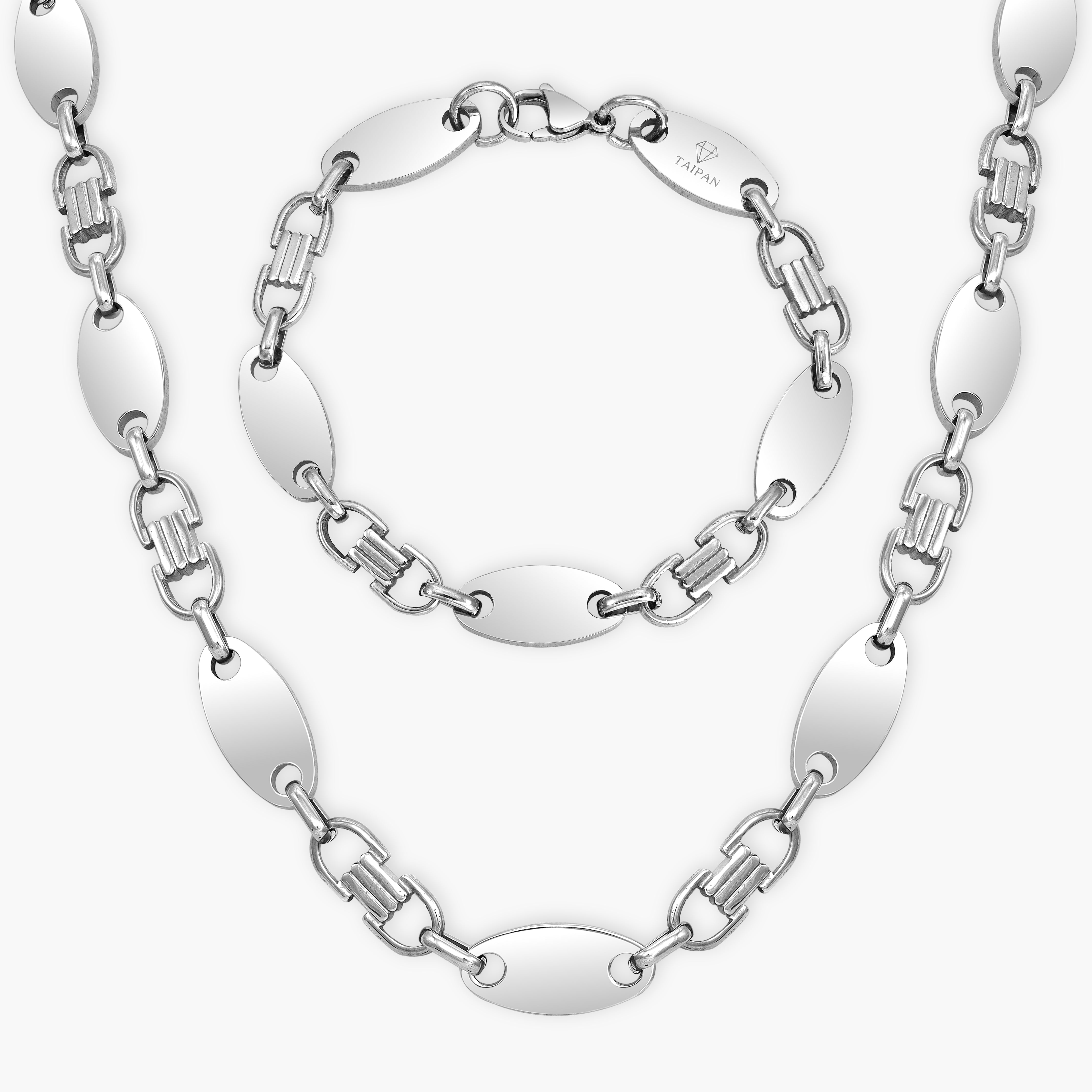 Set Plattenkette 10mm breit aus Edelstahl - Taipan Schmuck